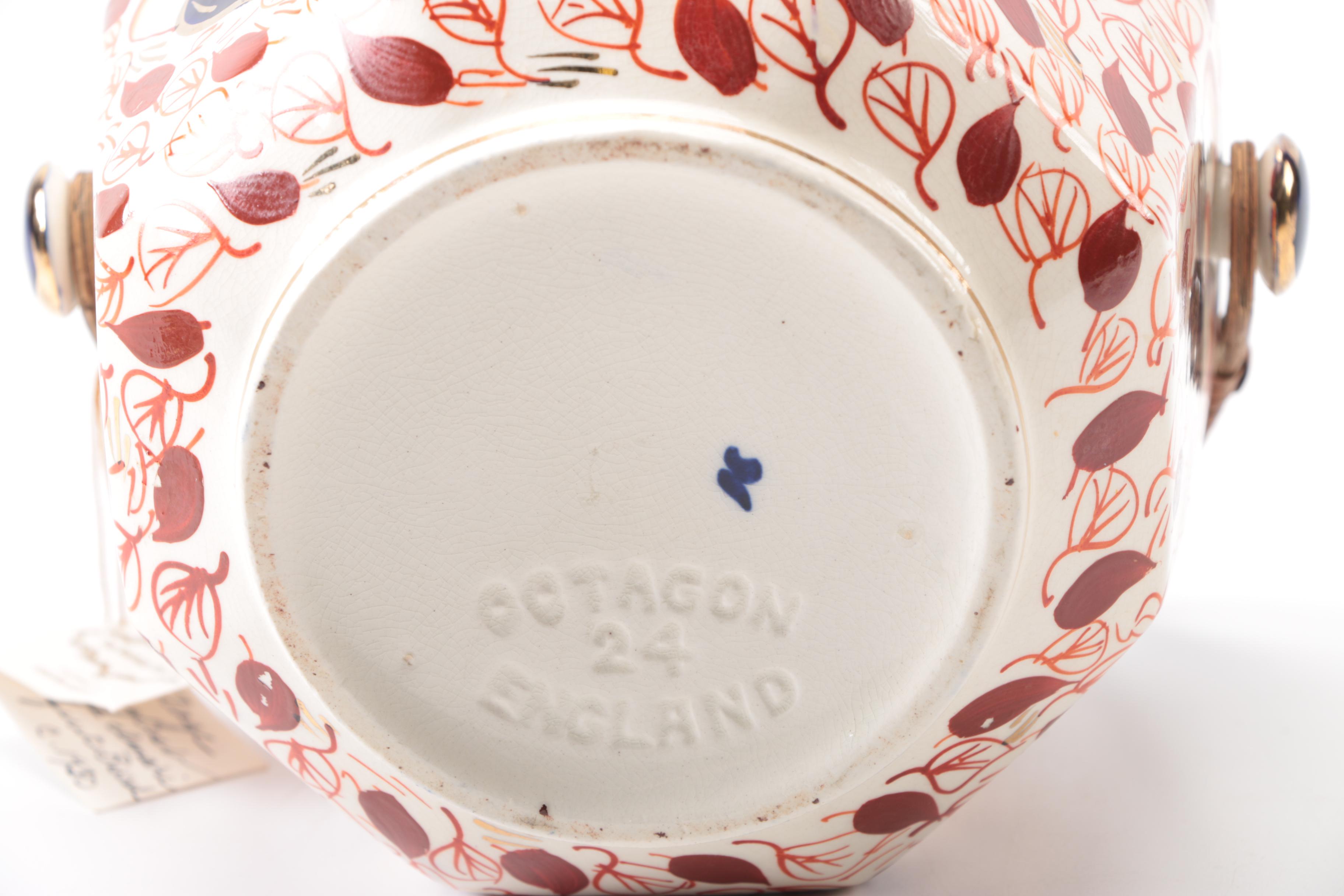 1930s Arthur Wood & Son Octagonal Imari Biscuit Barrel