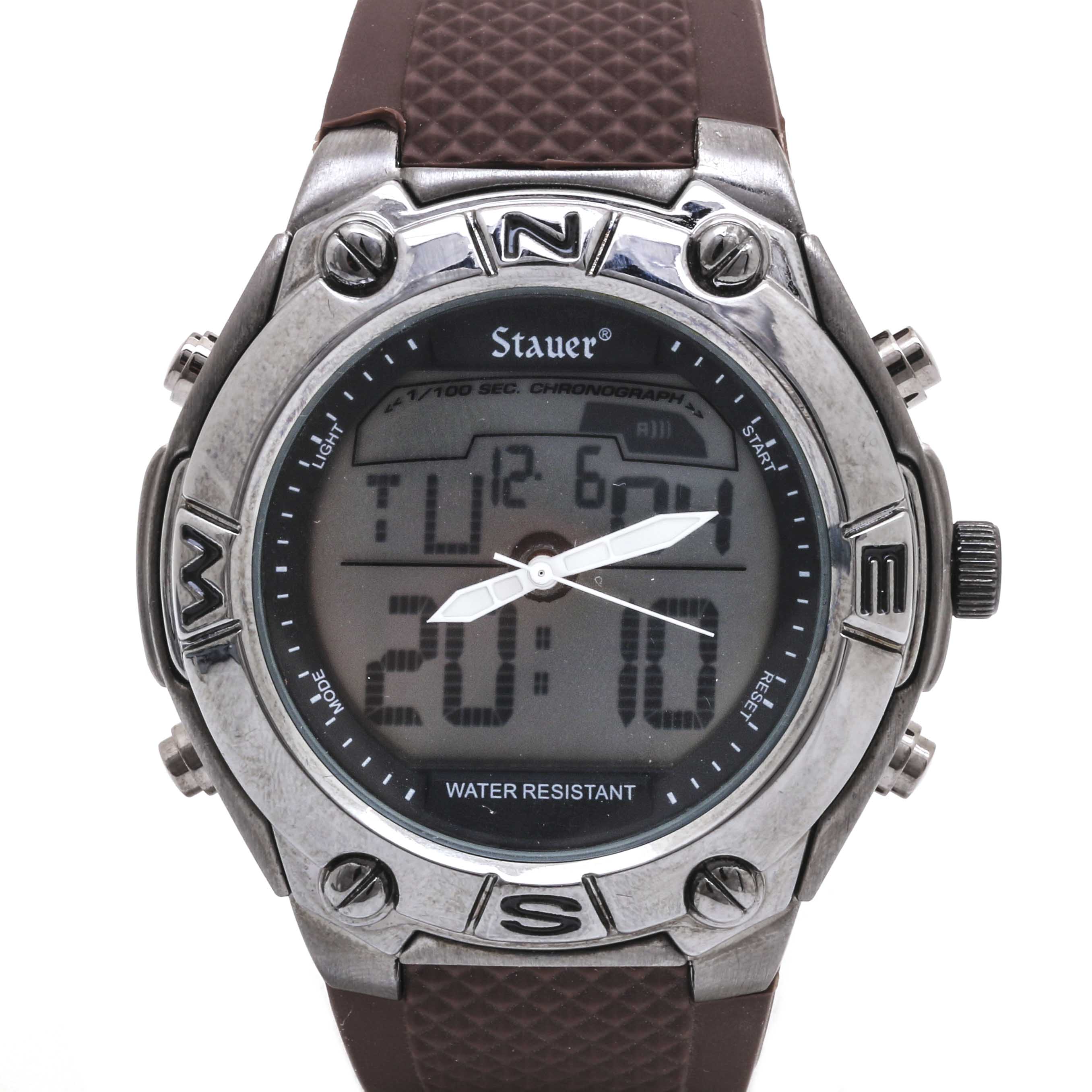 Stauer Advancer Hybrid Chronograph Wrist Watch with Rubber Strap