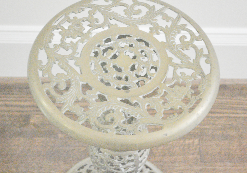 Metal Pedestal Side Table With Glass Top