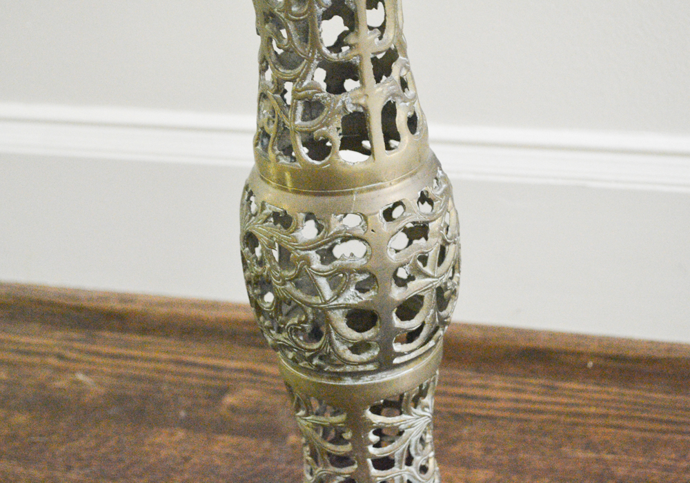 Metal Pedestal Side Table With Glass Top