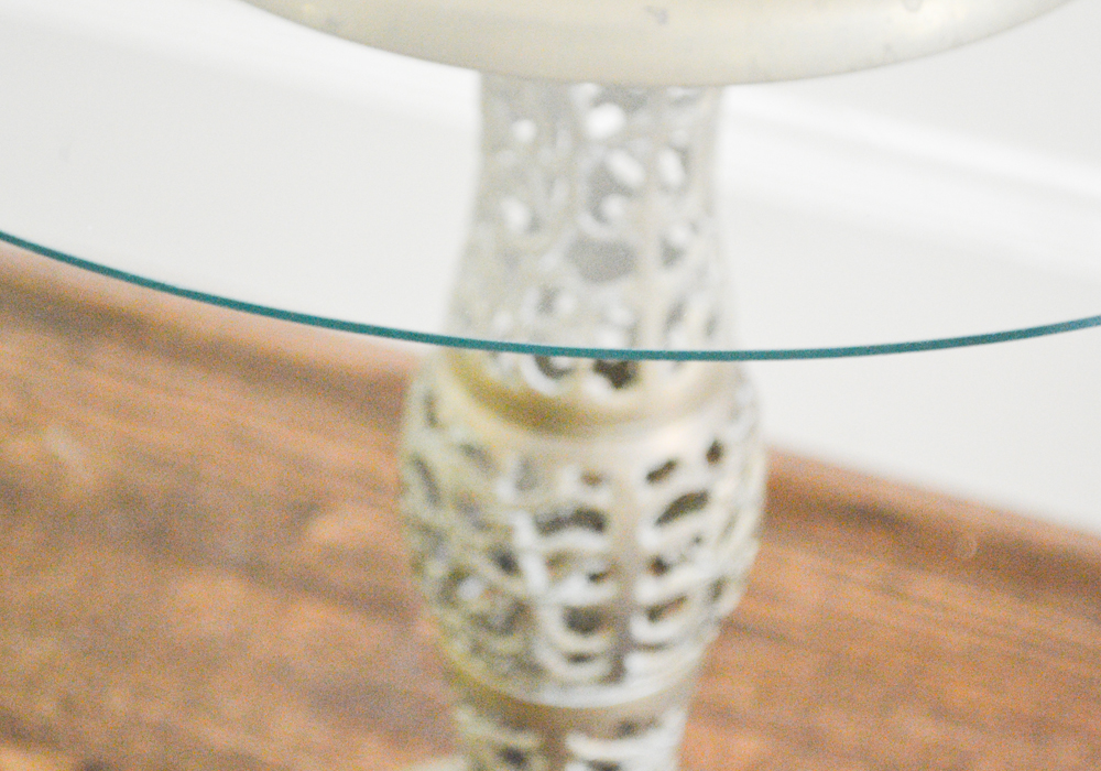 Metal Pedestal Side Table With Glass Top