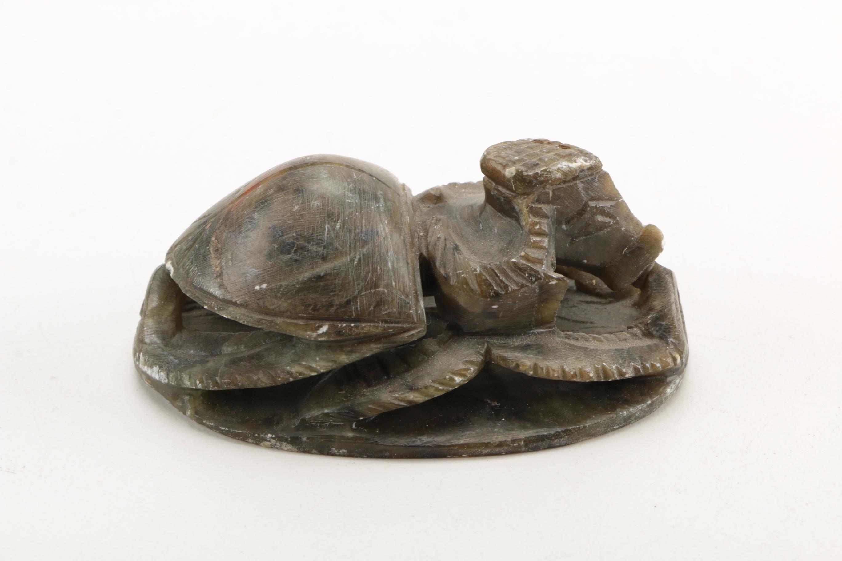 Assortment of Figurines Including Soapstone Scarab