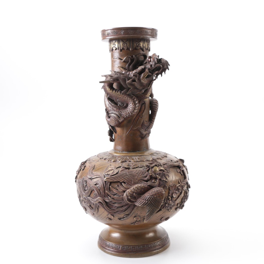 Japanese Bronze Dragon Vase