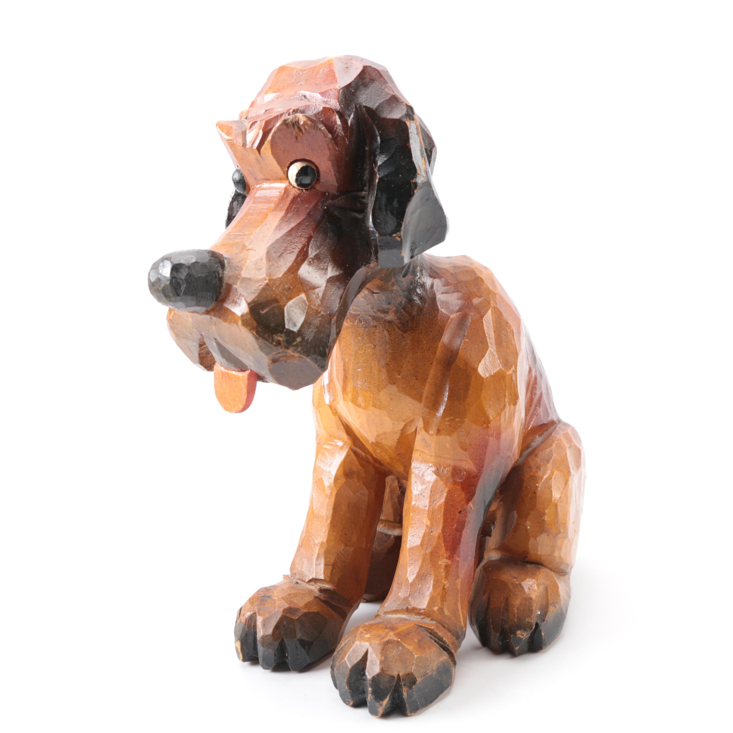 Carved Wood Hound Figure