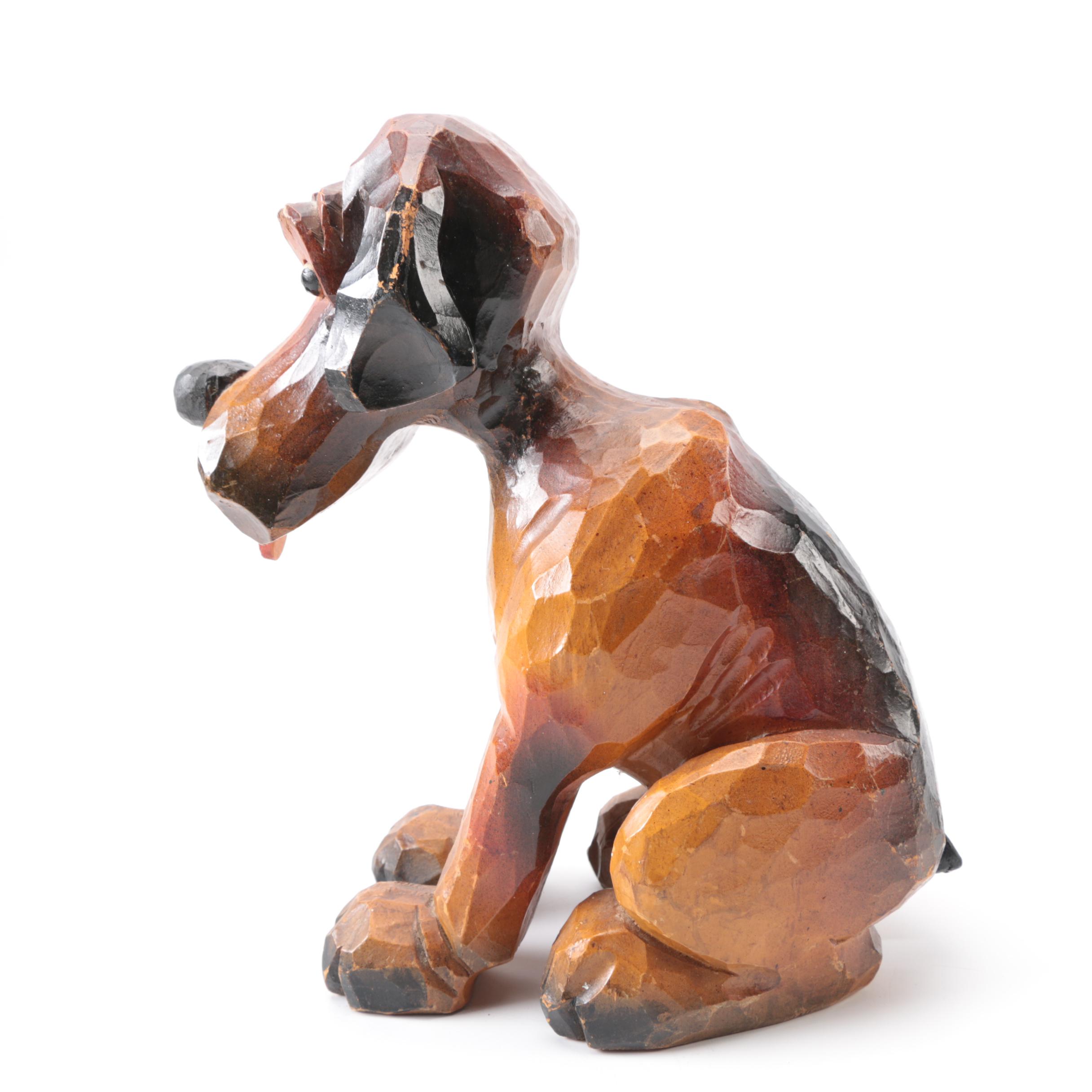 Carved Wood Hound Figure