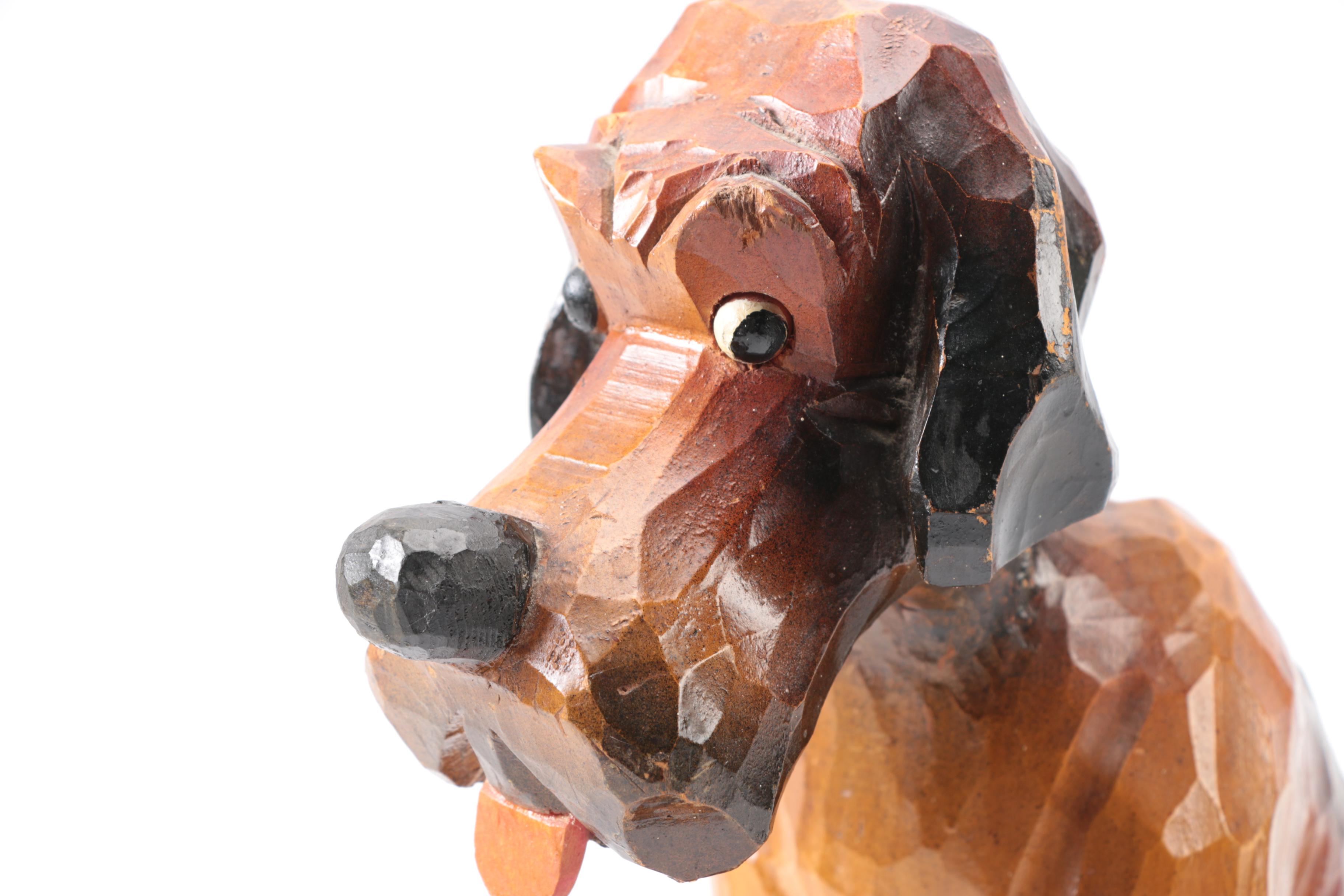 Carved Wood Hound Figure
