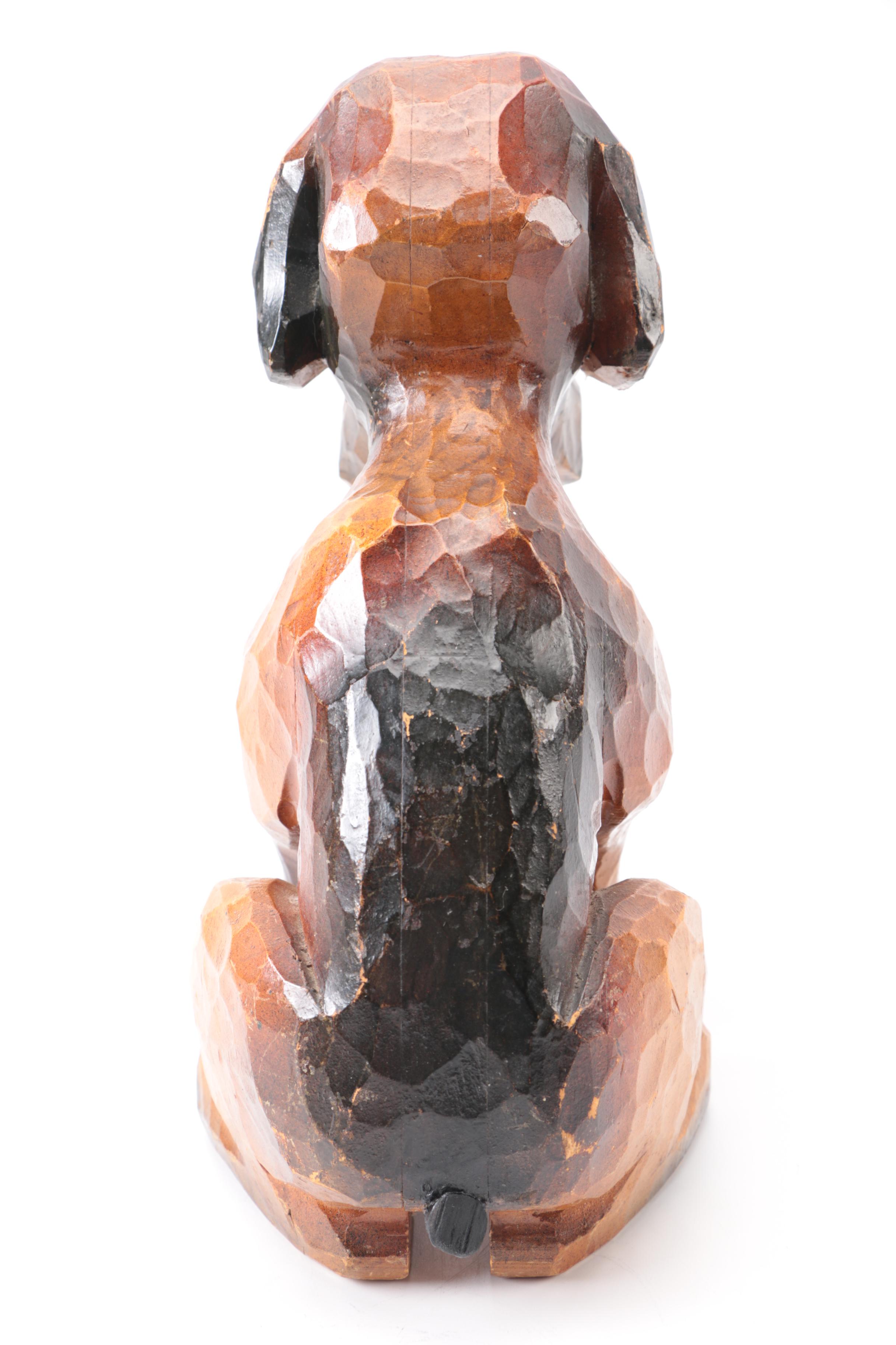 Carved Wood Hound Figure