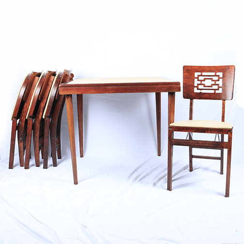 Vintage Mahogany Folding Table and Chairs by Stakmore