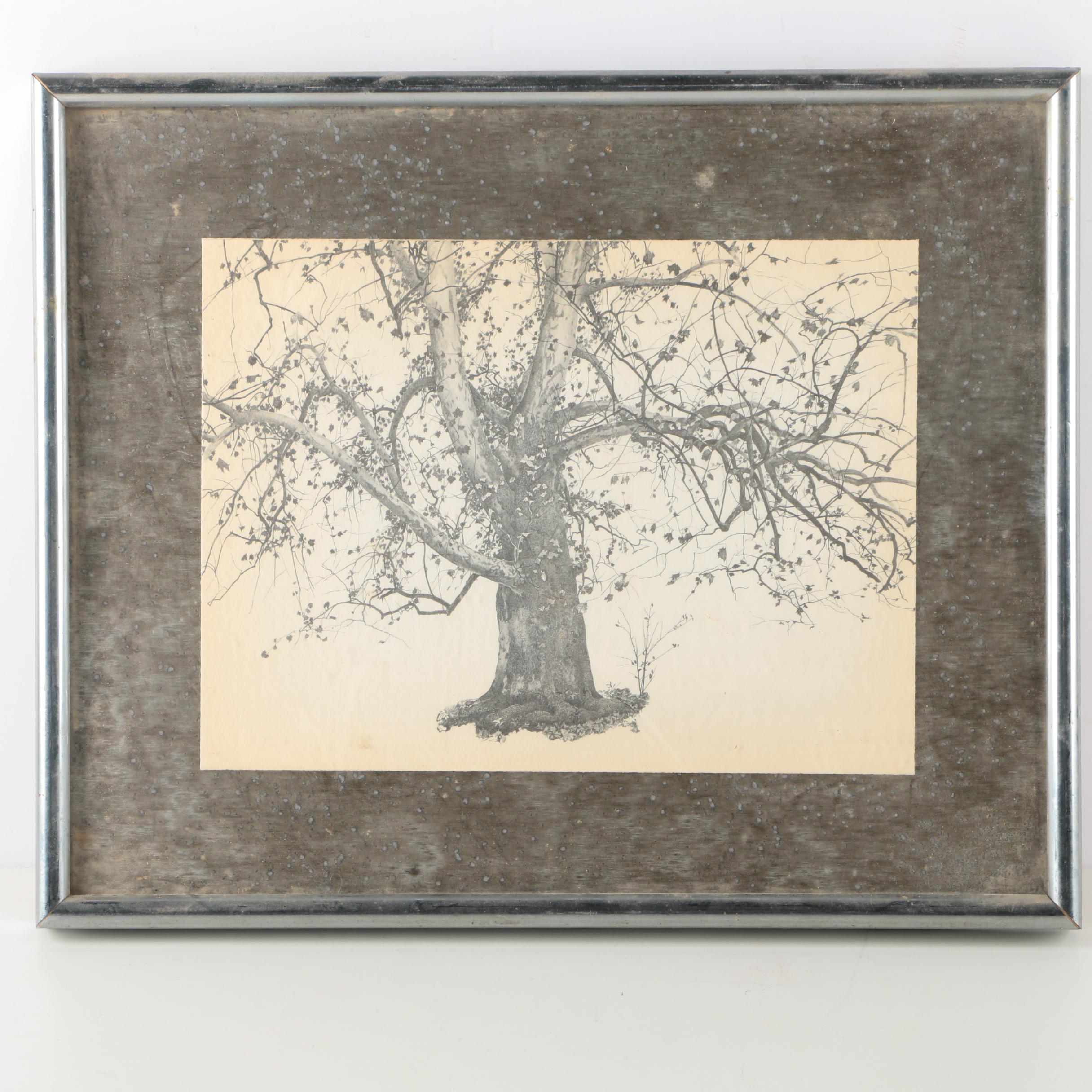 After Andrew Wyeth Halftone Reproduction Print on Paper "New Leaves"