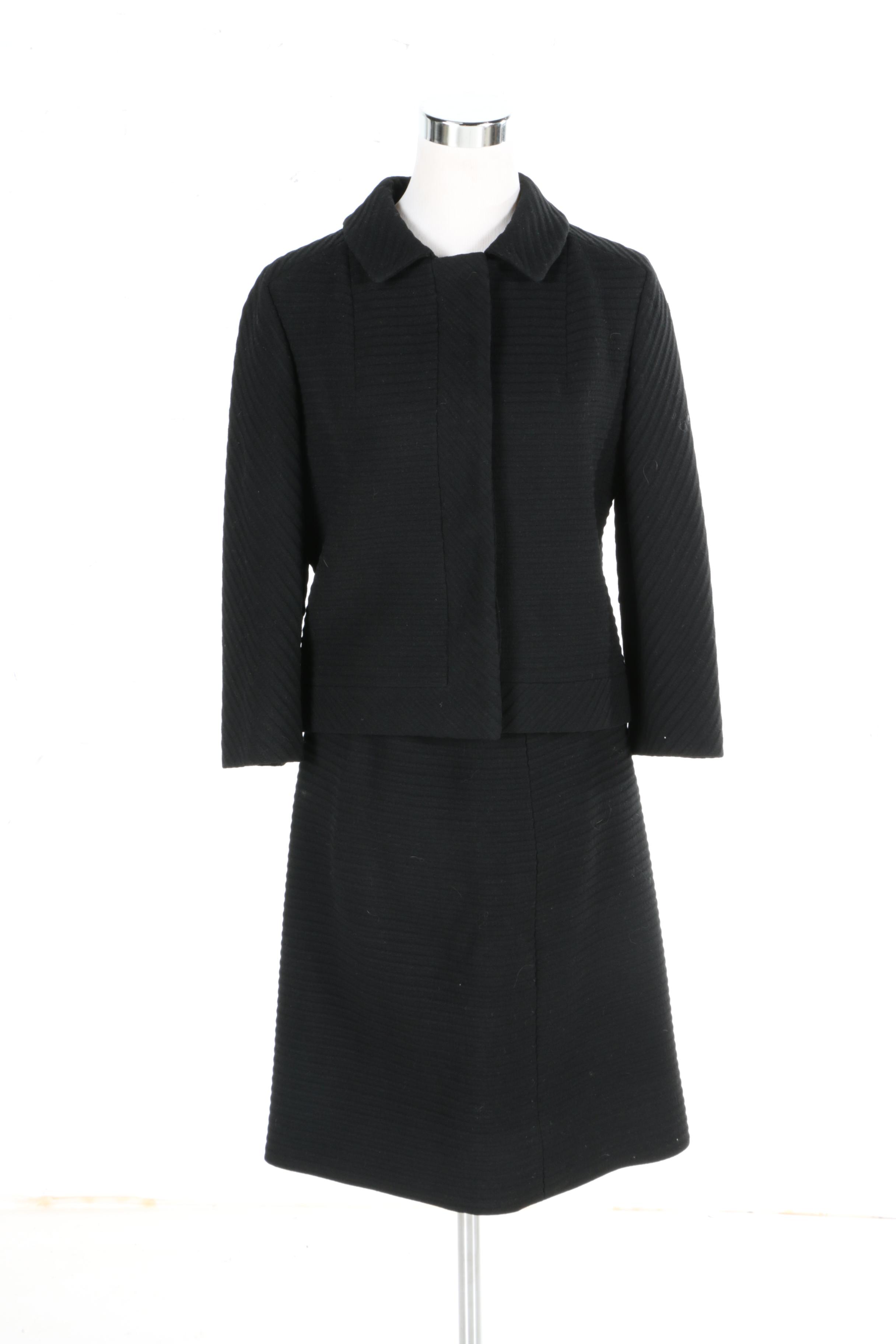 Vintage Marshall Fields Women's  Black Suit With An A-line Skirt