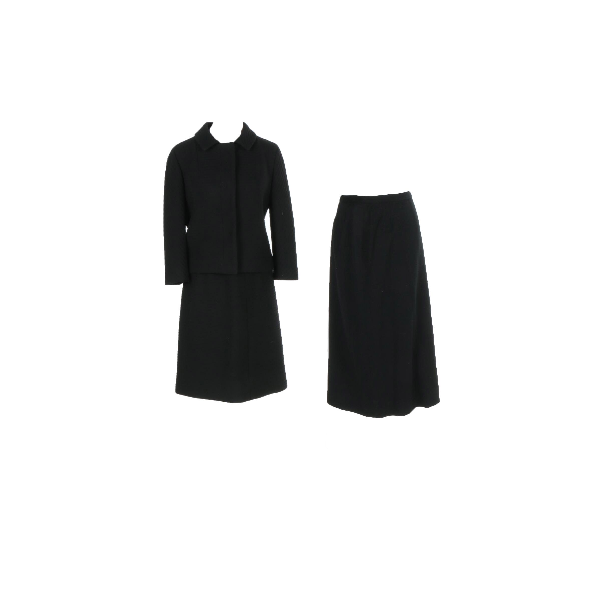 Vintage Marshall Fields Women's  Black Suit With An A-line Skirt