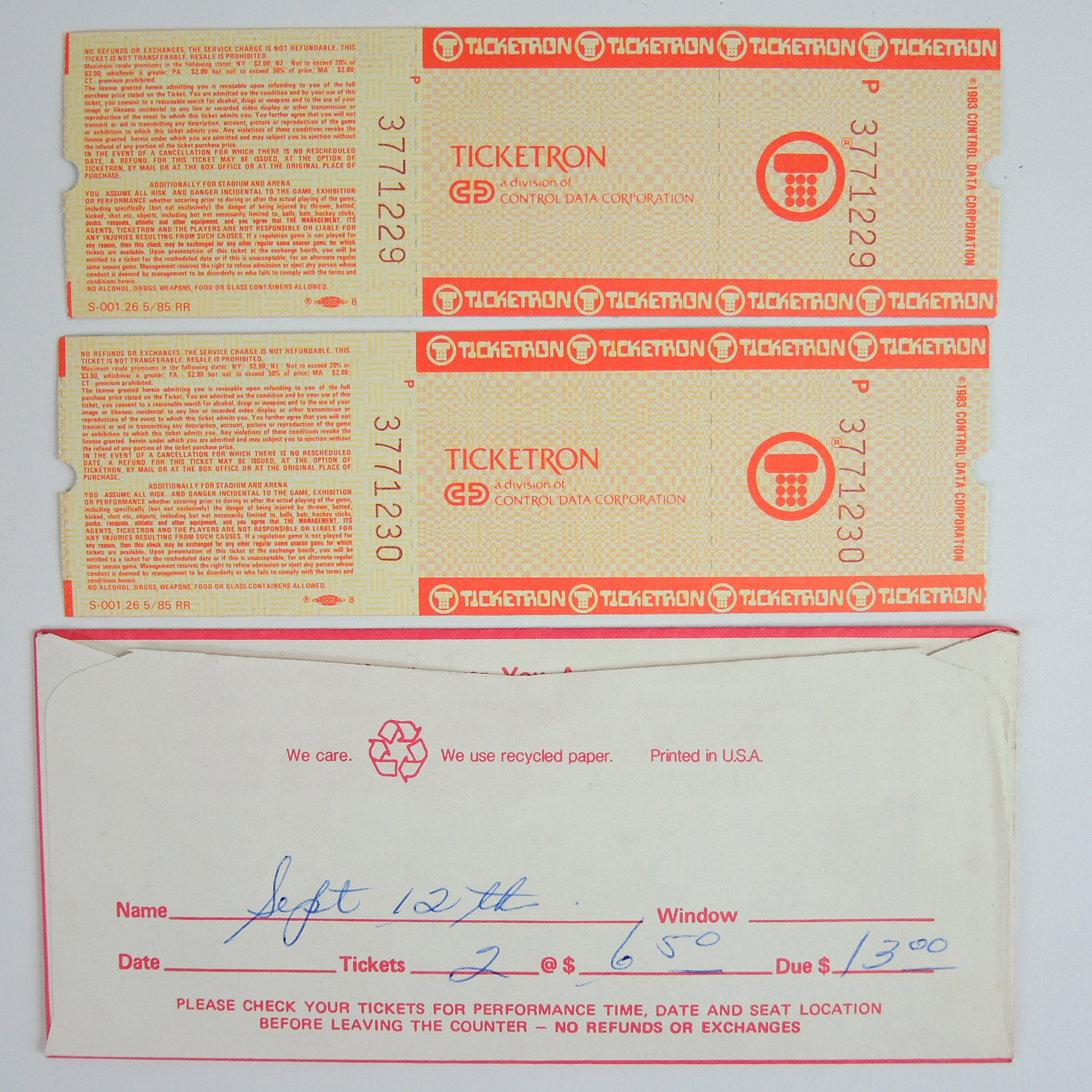 1985 Reds "4192" Program, Game Tickets and Mug