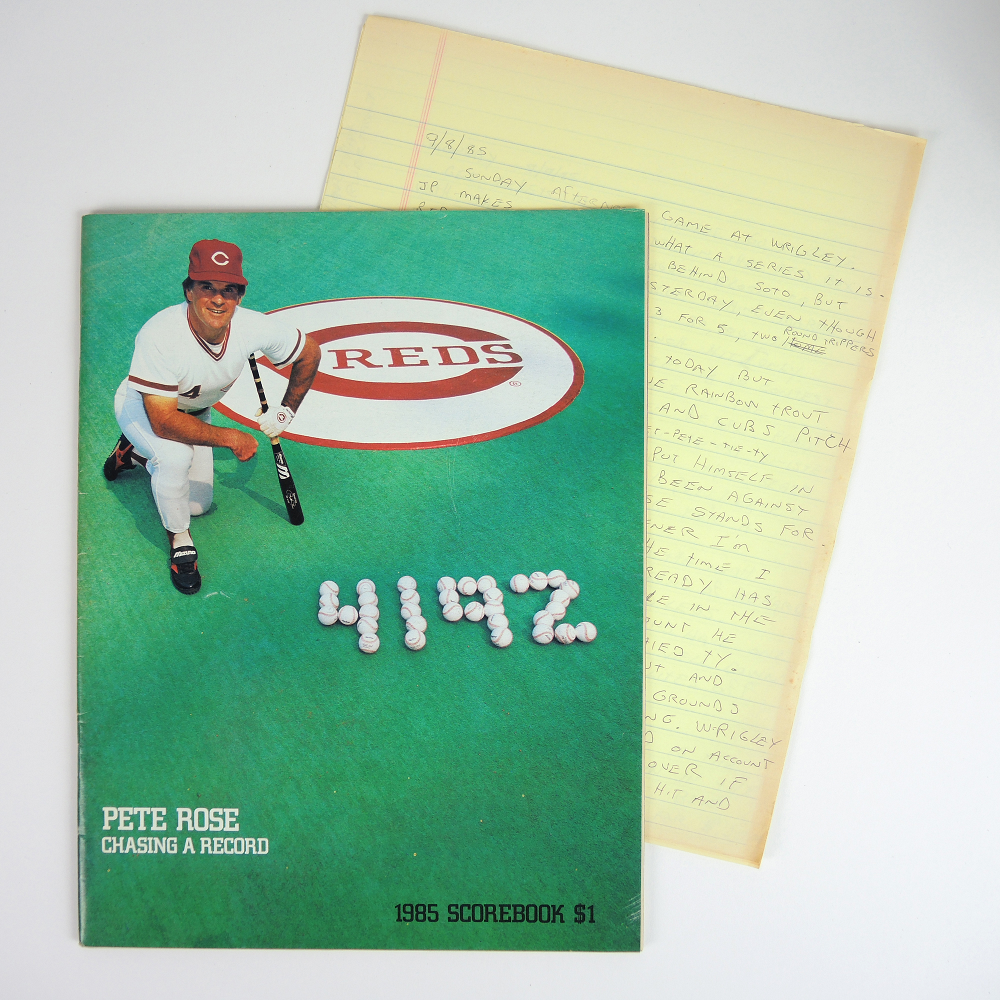 1985 Reds "4192" Program, Game Tickets and Mug