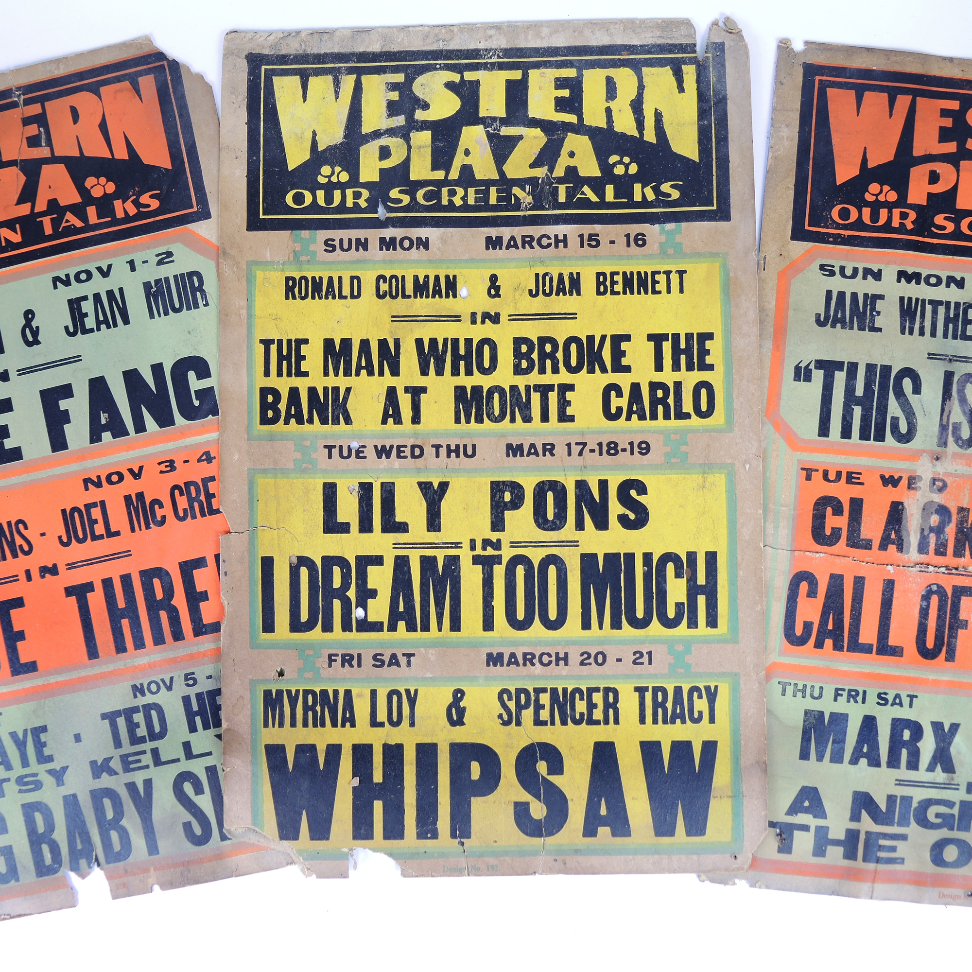 Vintage 1930s Movie Marquee Signs