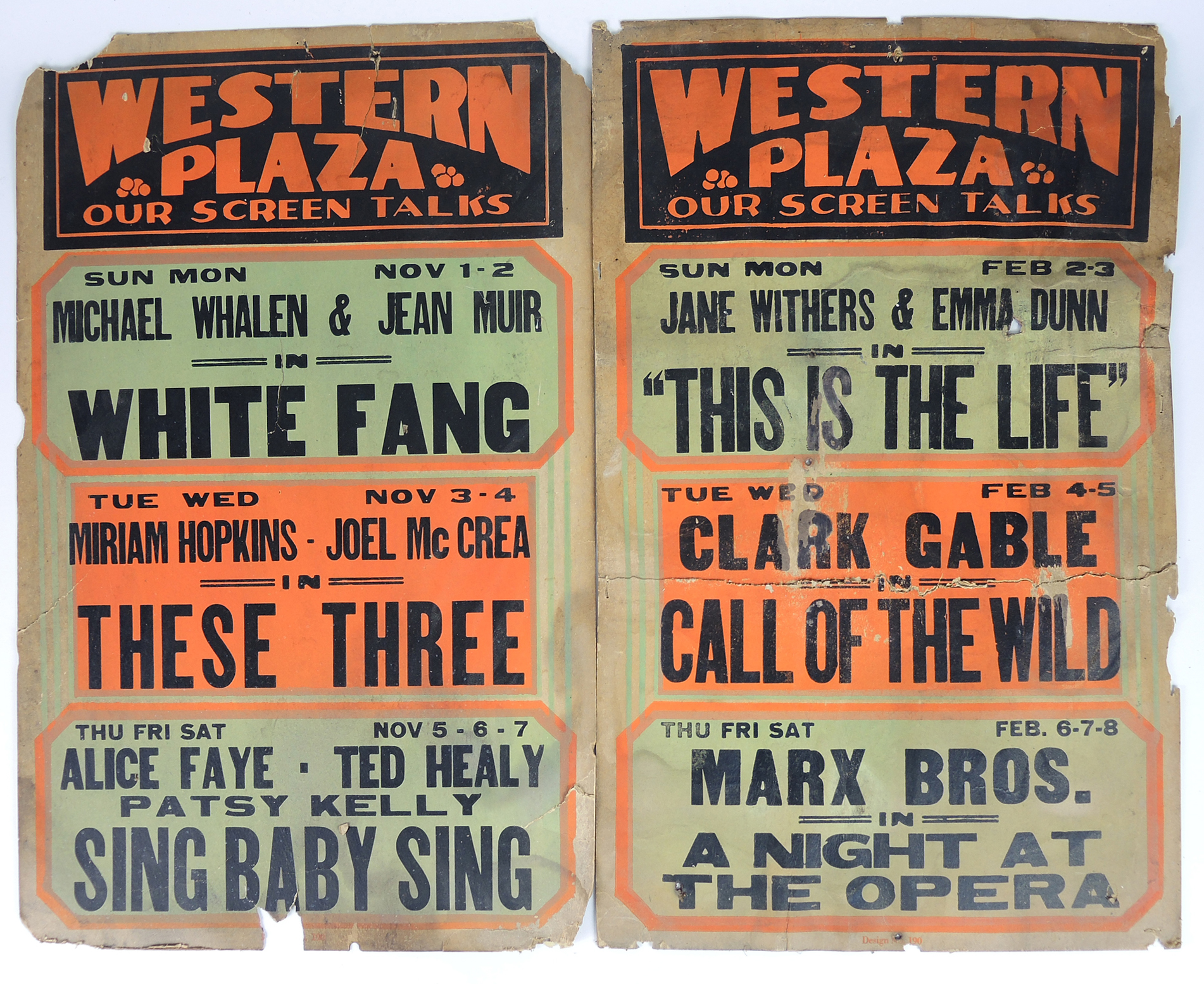 Vintage 1930s Movie Marquee Signs