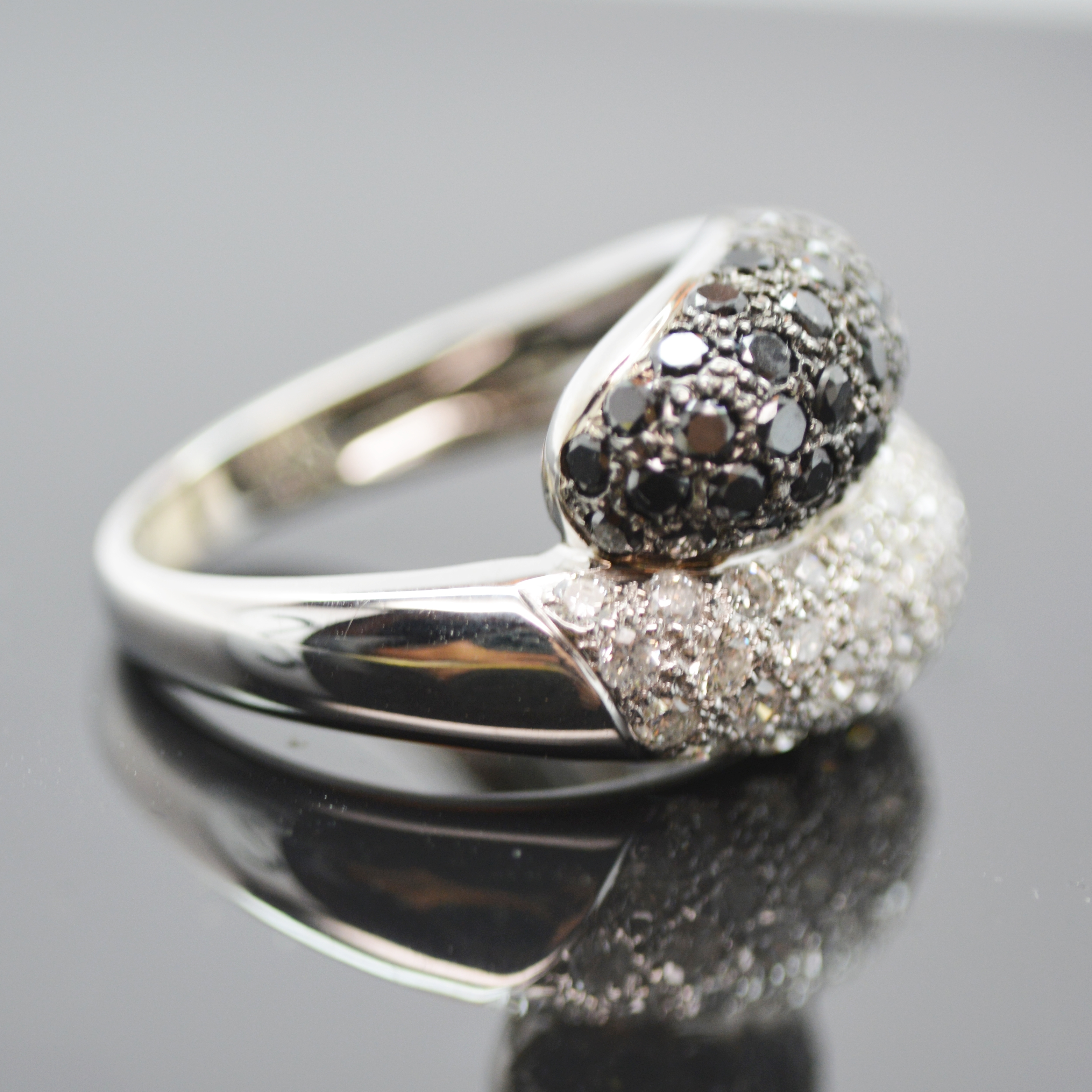 18K White Gold 2.48 CTW Black and White Diamond Ring