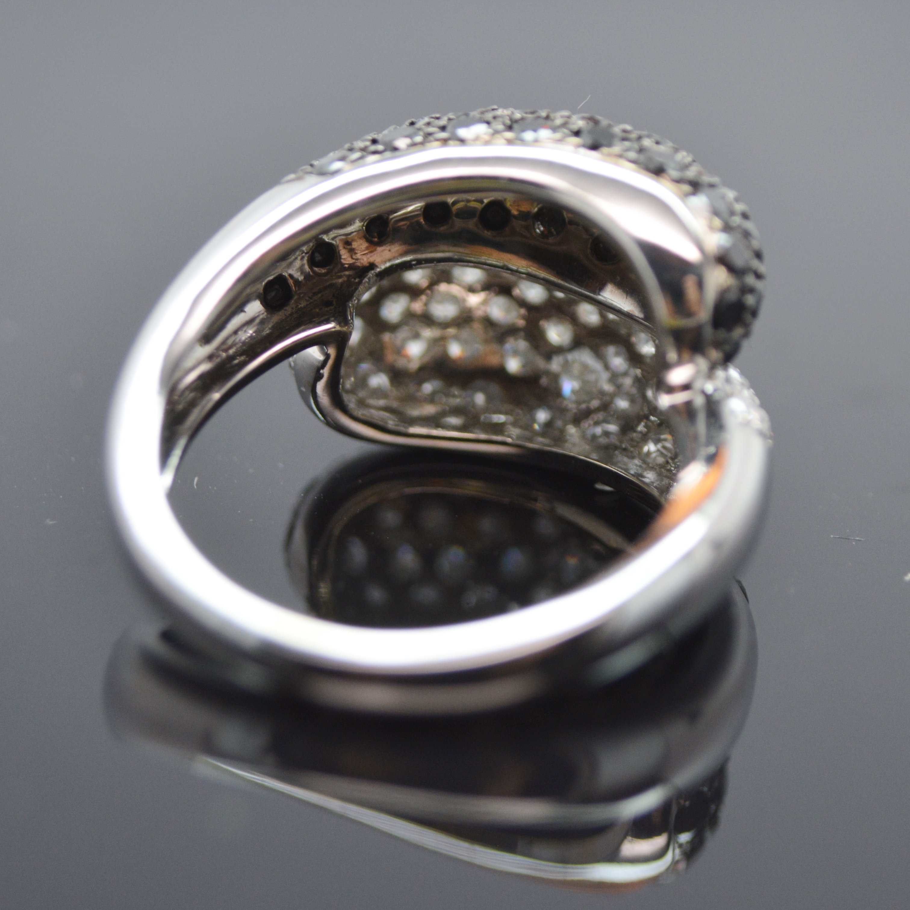 18K White Gold 2.48 CTW Black and White Diamond Ring