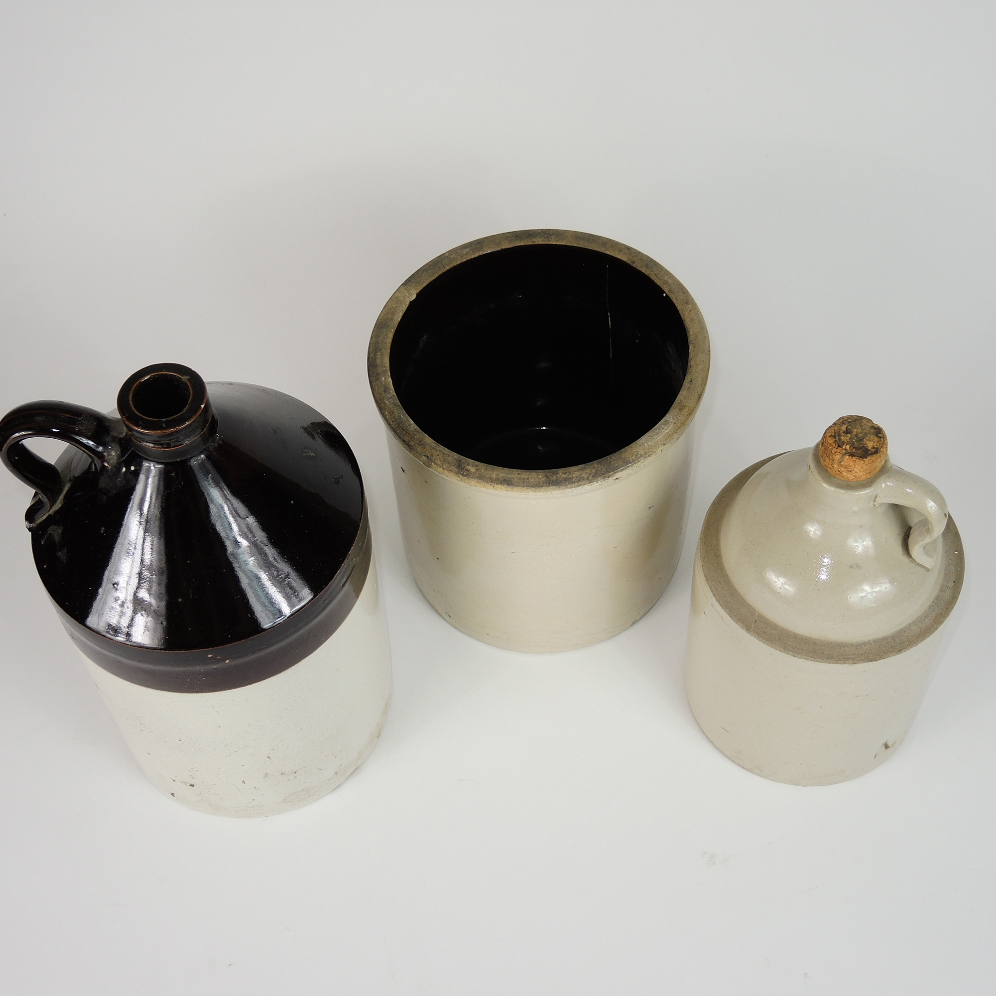 Two Vintage Stoneware Jugs and a Crock