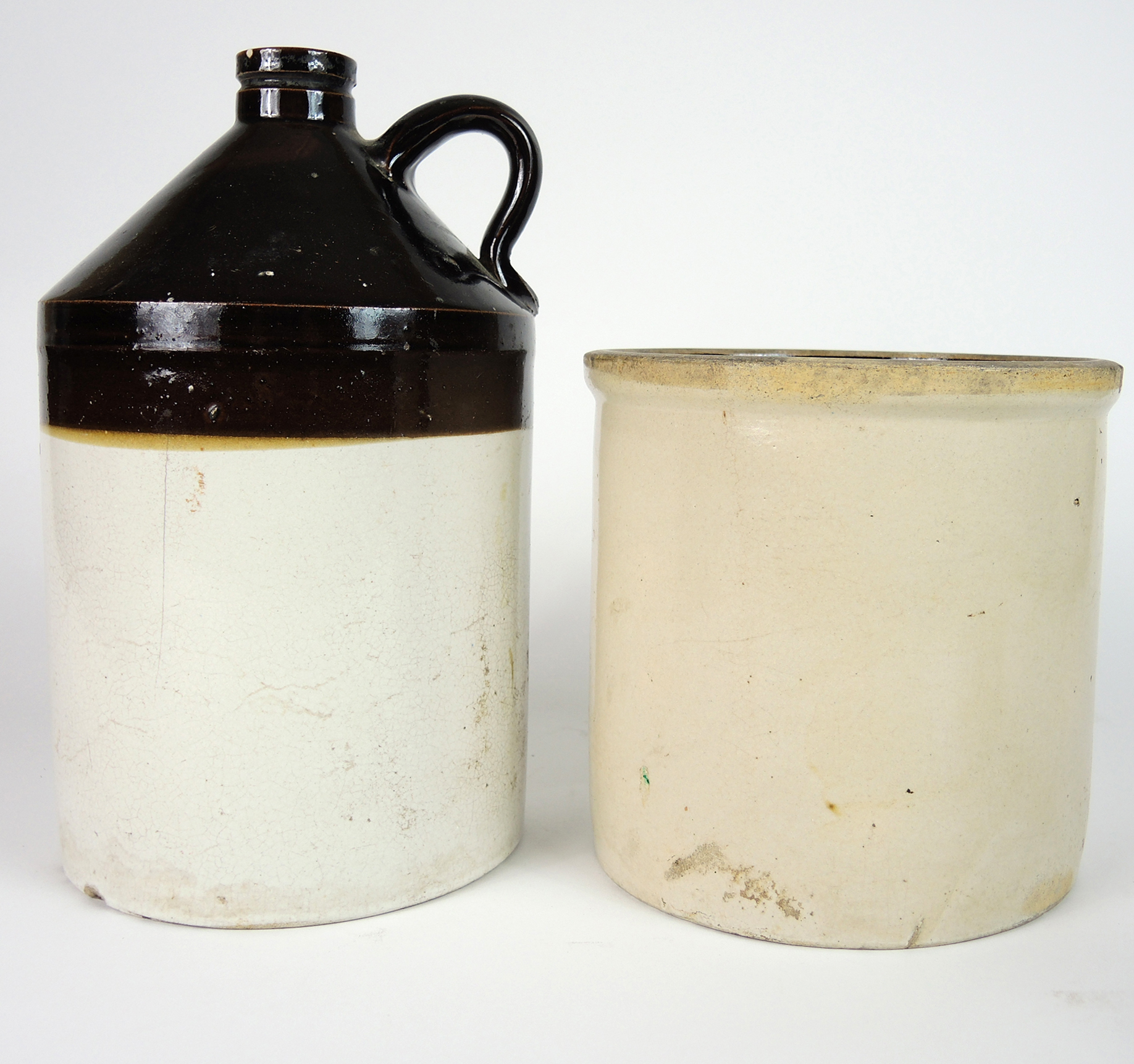 Two Vintage Stoneware Jugs and a Crock