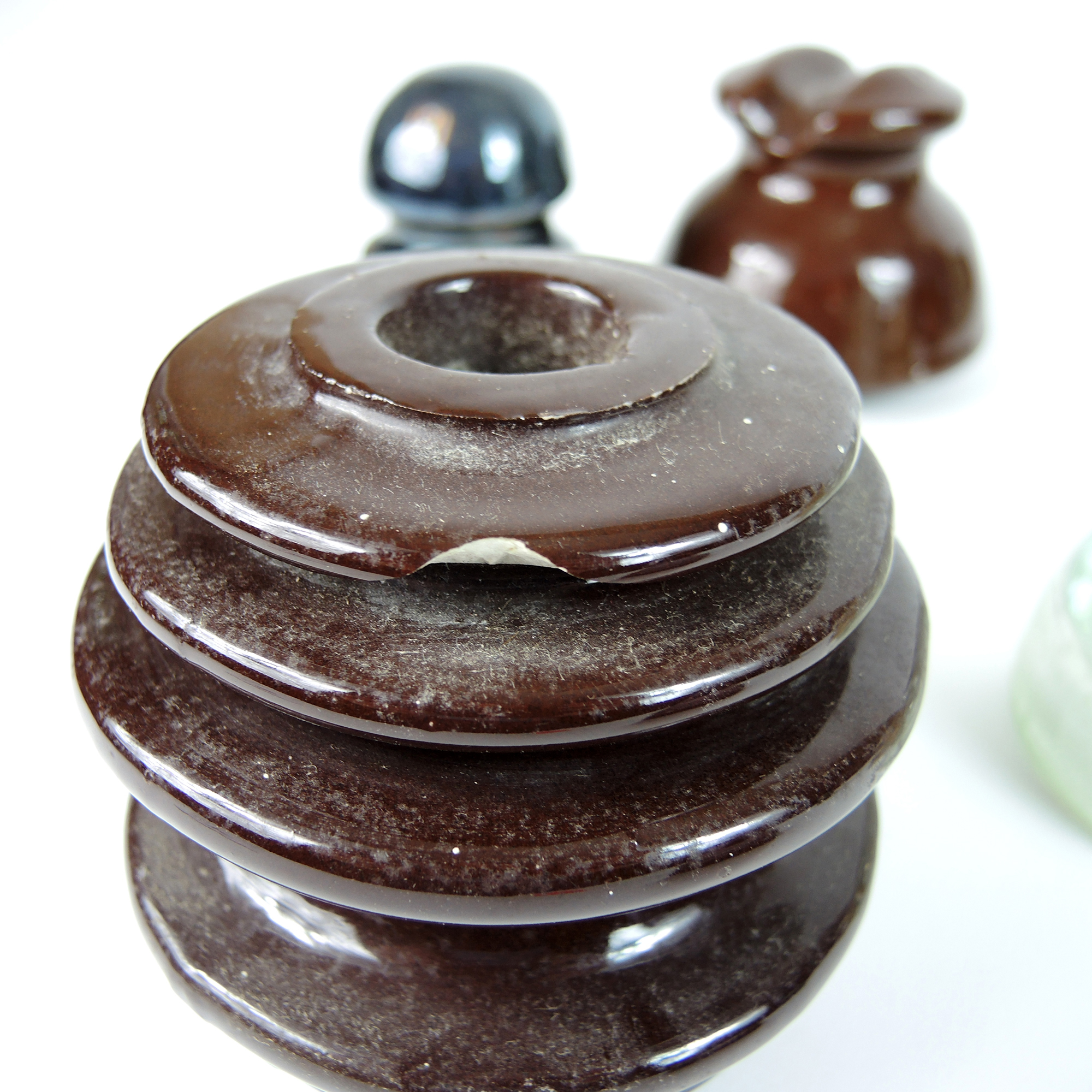 18 Vintage Purple and Blue Glass and Porcelain Insulators