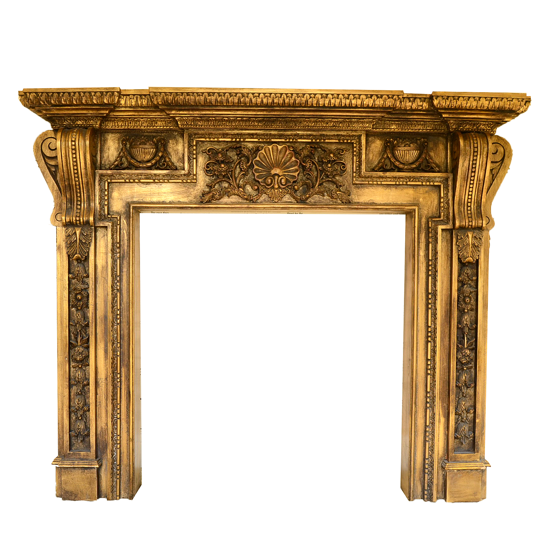 Ornate Gilt Carved Fireplace Mantel