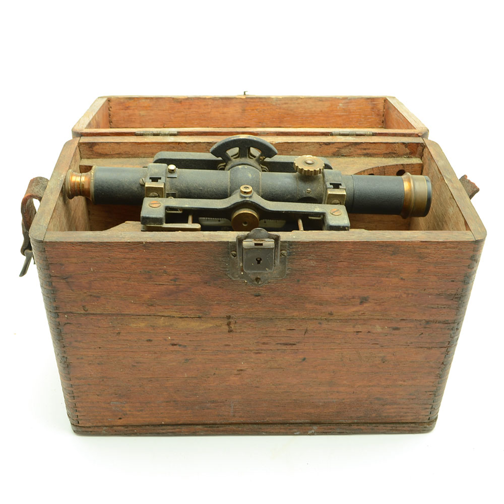 "David White Company" Surveyor's Transit in Oak Box
