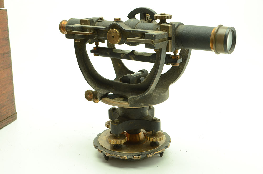 "David White Company" Surveyor's Transit in Oak Box