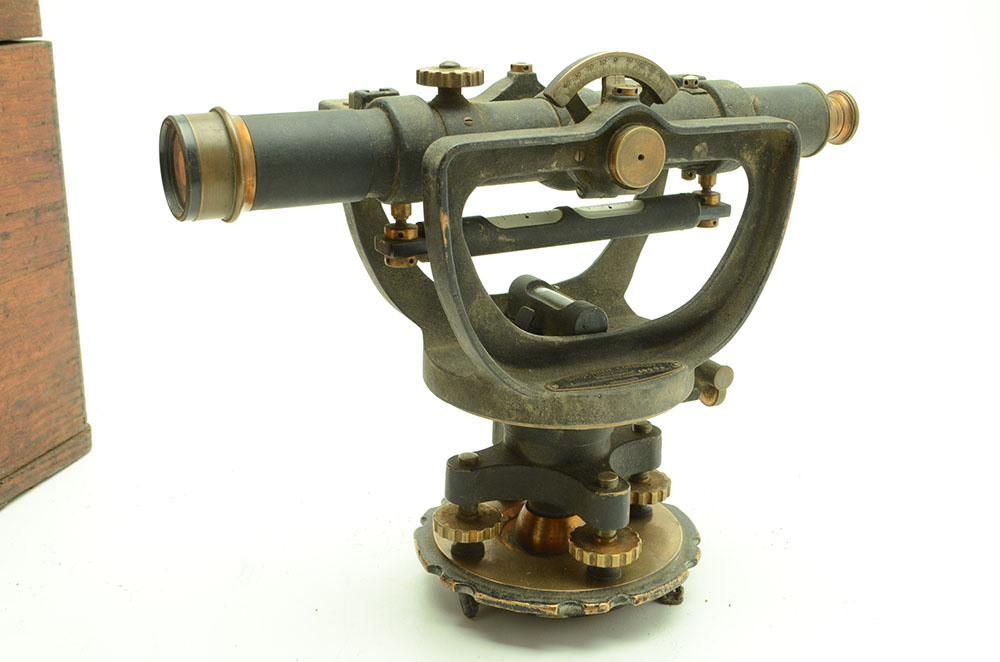 "David White Company" Surveyor's Transit in Oak Box