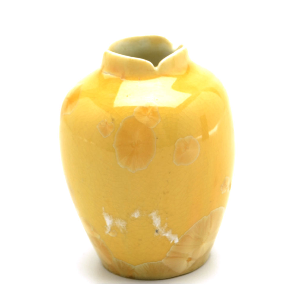 Crystalline Glaze Signed Cabinet Vase