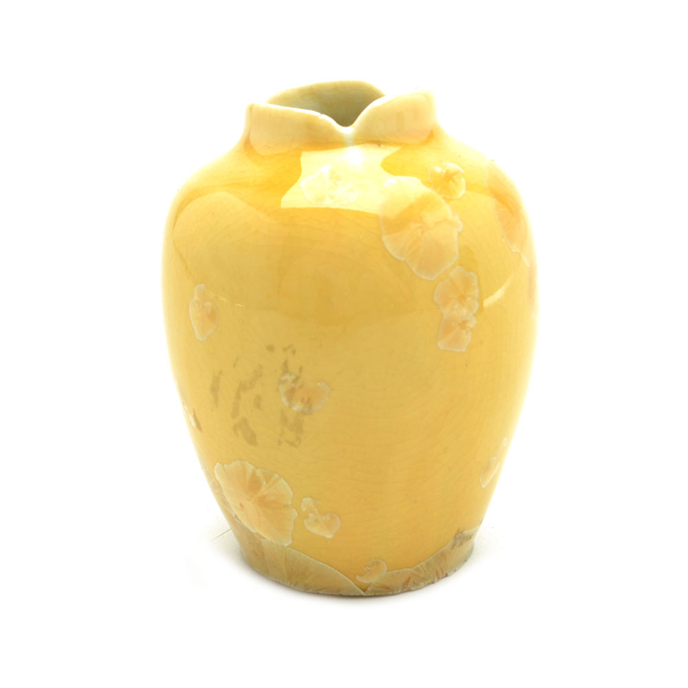 Crystalline Glaze Signed Cabinet Vase