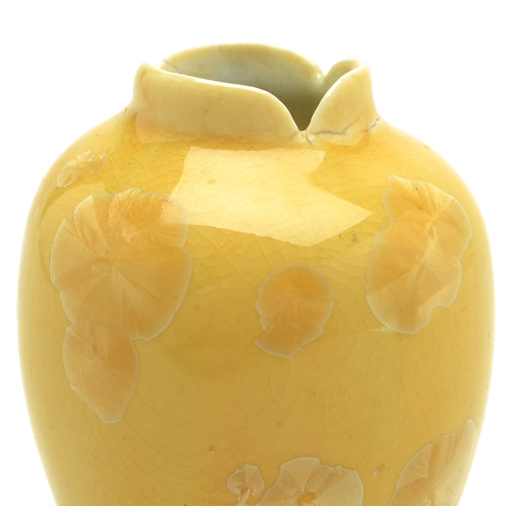 Crystalline Glaze Signed Cabinet Vase