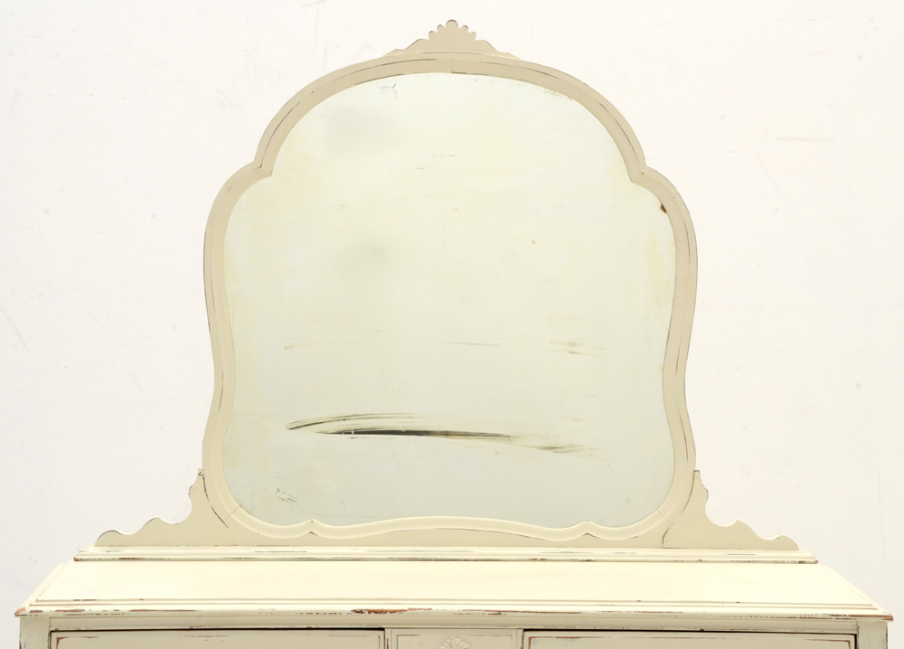 Vintage Cottage Style White Painted Dresser With Mirror