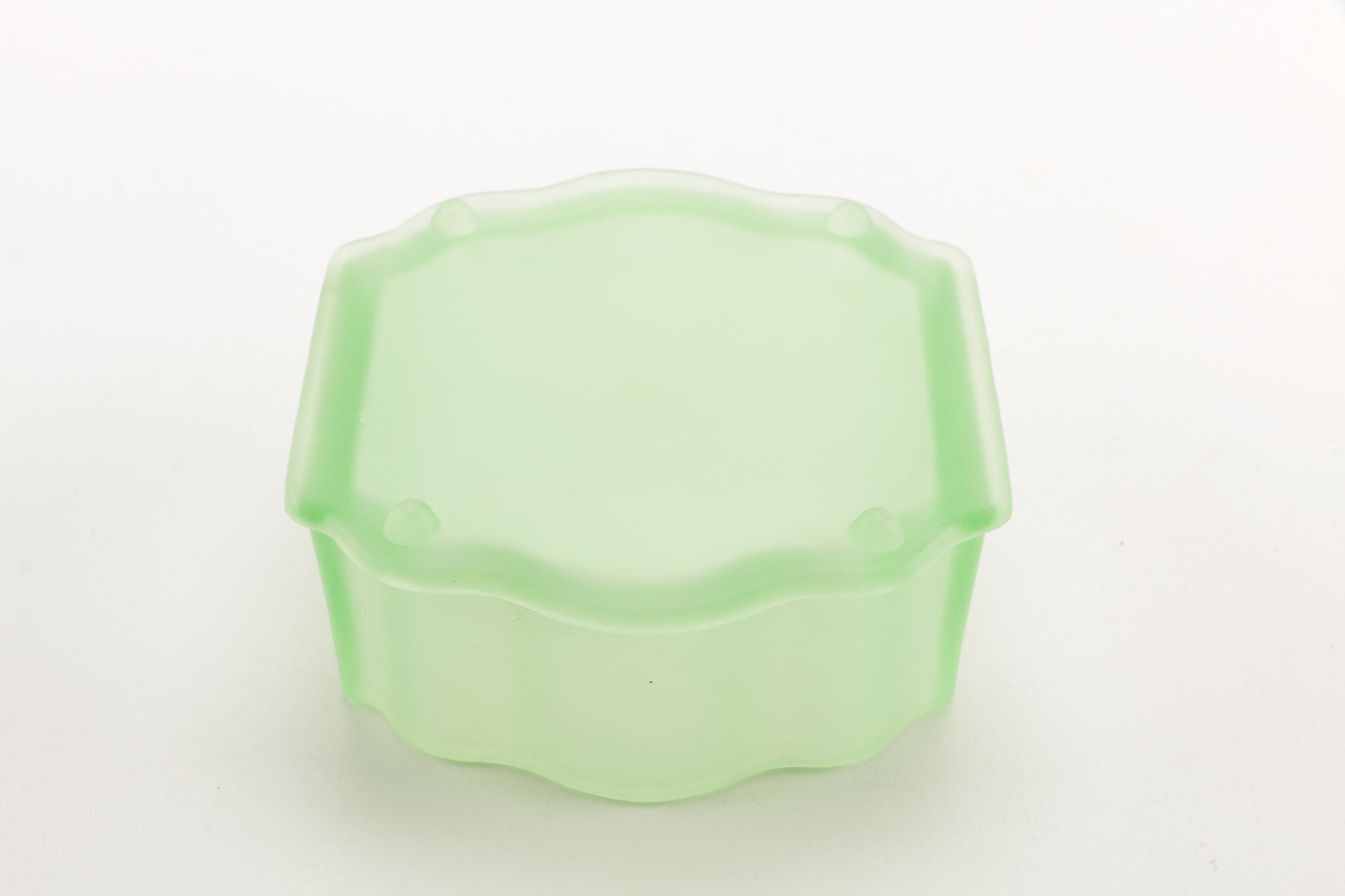 Bagley Glass Frosted Green Art Deco Vanity Set