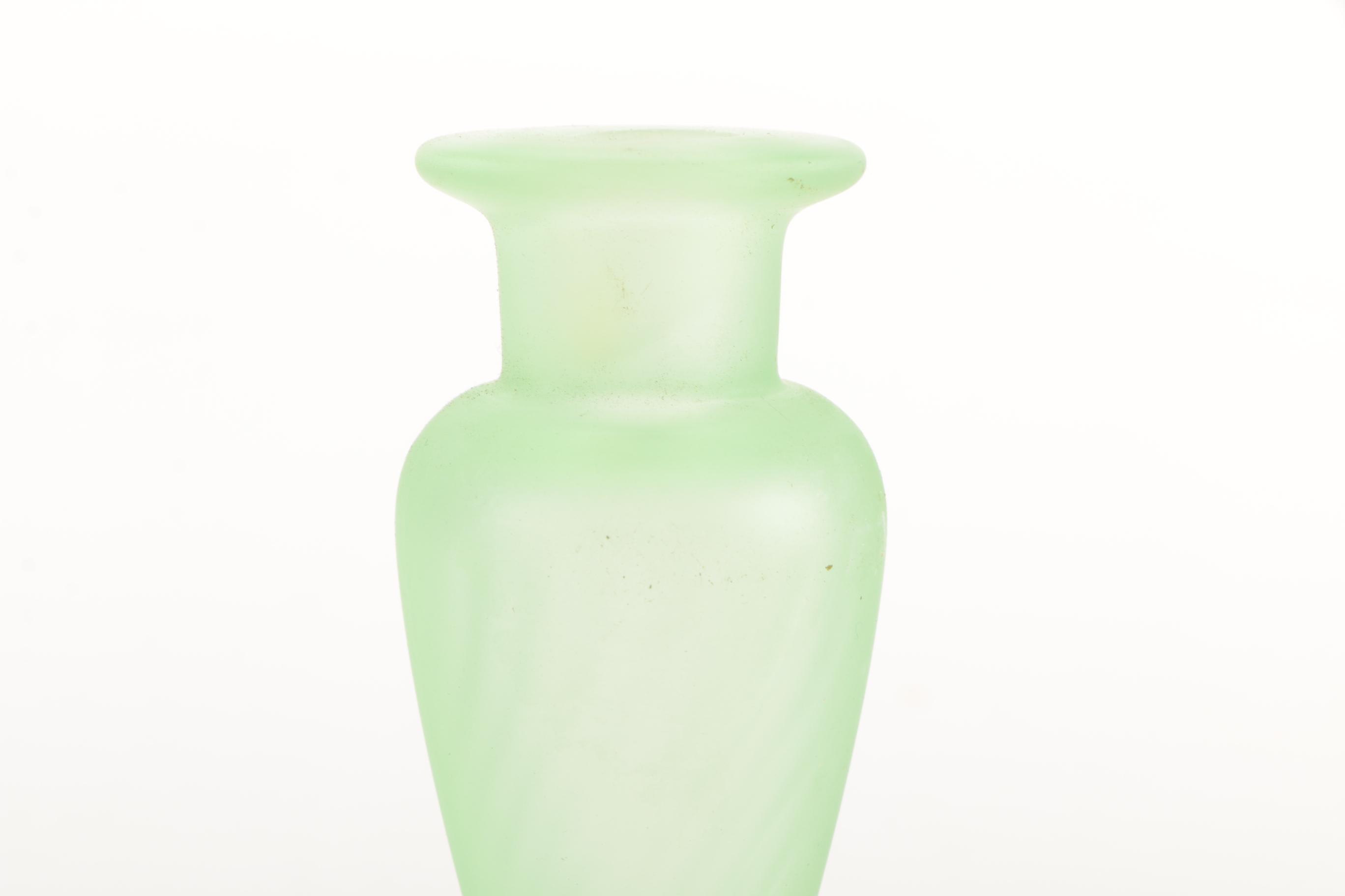 Bagley Glass Frosted Green Art Deco Vanity Set