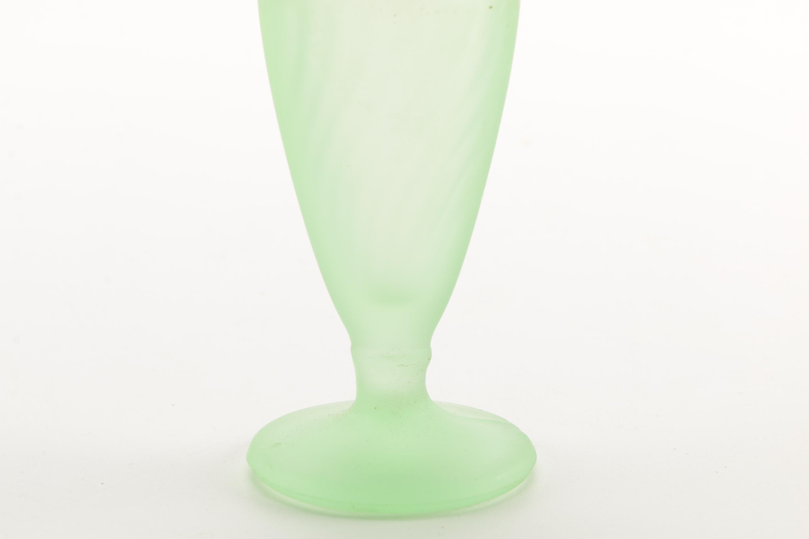 Bagley Glass Frosted Green Art Deco Vanity Set