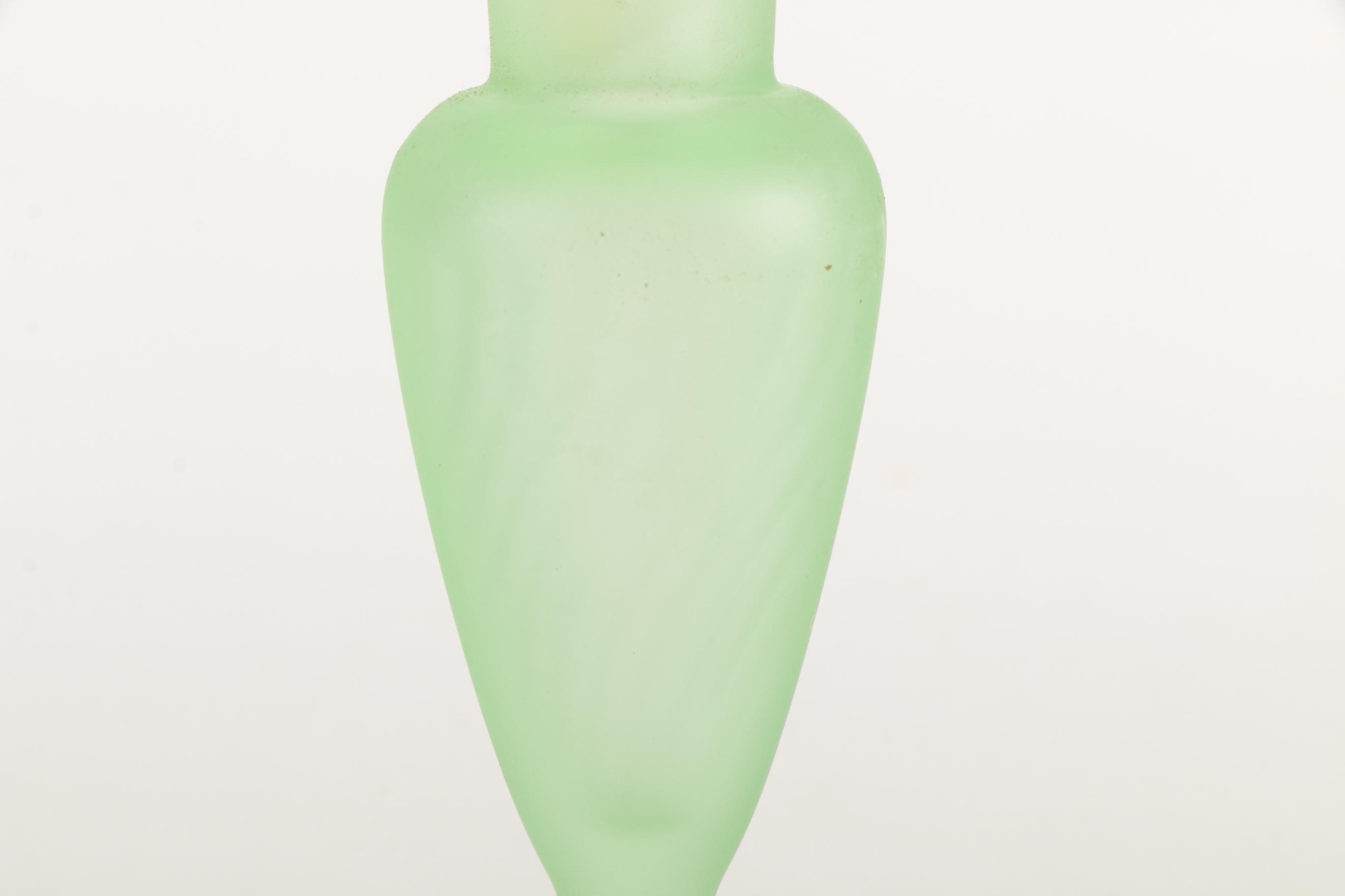 Bagley Glass Frosted Green Art Deco Vanity Set