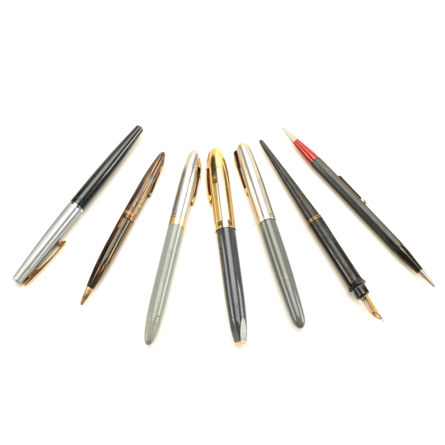 Collection of Vintage Ink Pens and Pencils With 14K Gold Nibs