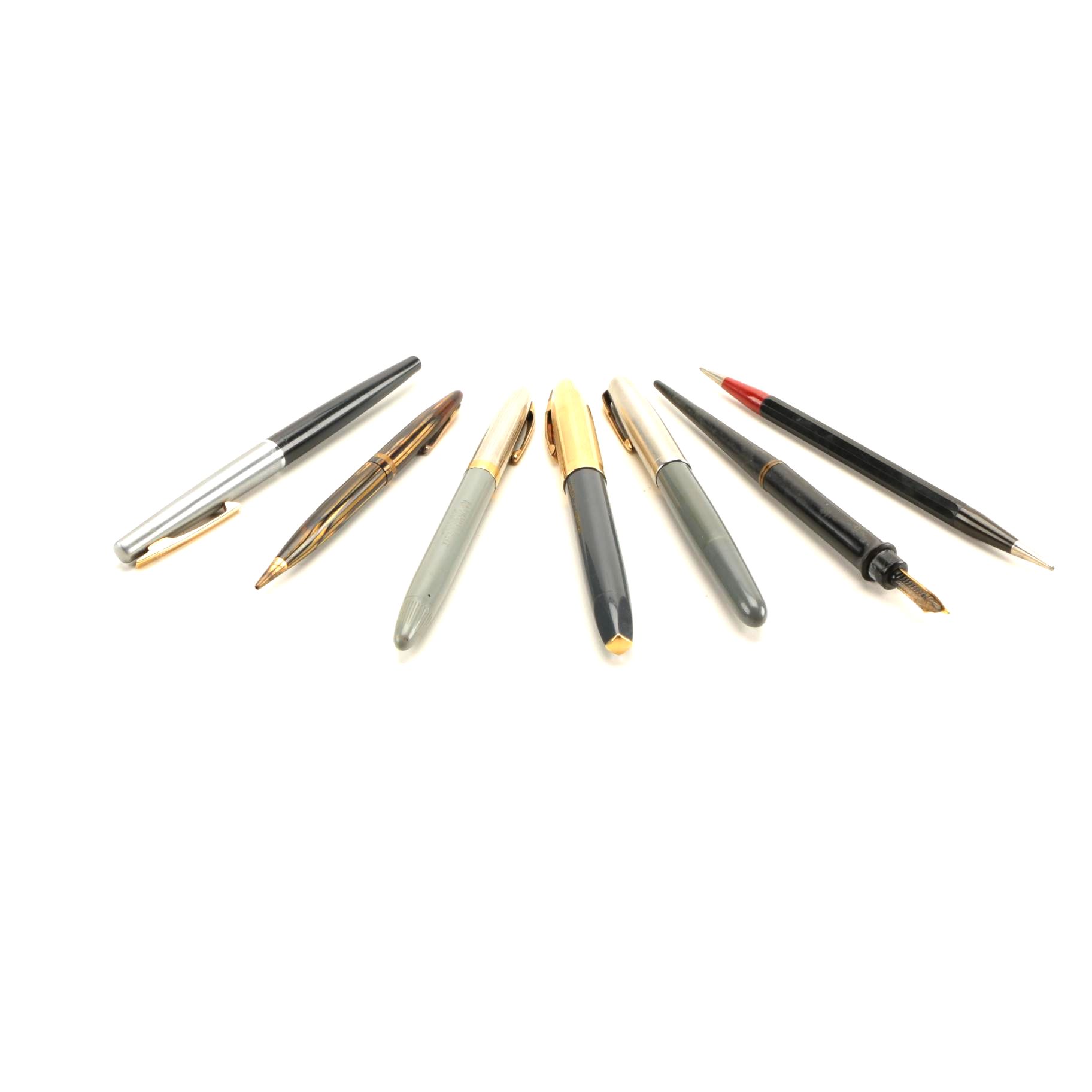 Collection of Vintage Ink Pens and Pencils With 14K Gold Nibs