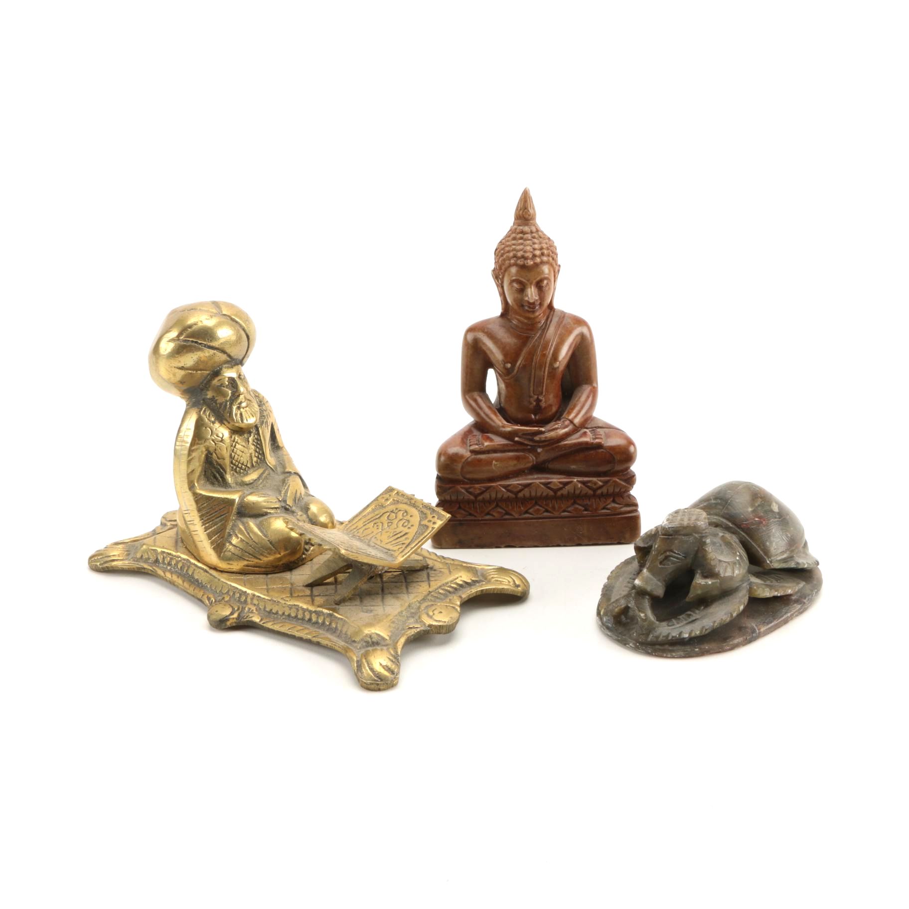 Assortment of Figurines Including Soapstone Scarab