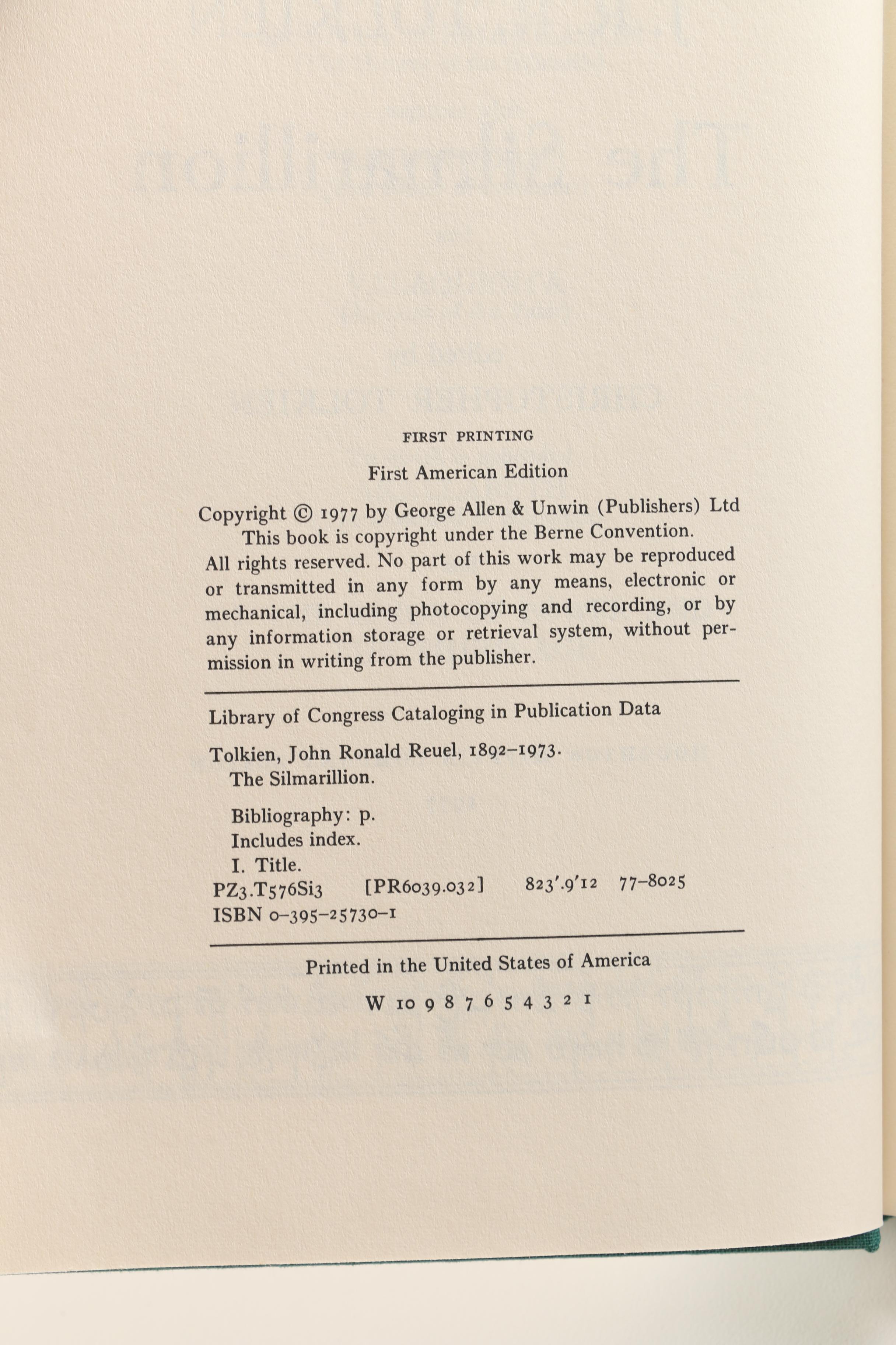 1977 First American Edition "The Silmarillion" and 1977 "The Hobbit" by J.R.R. Tolkien