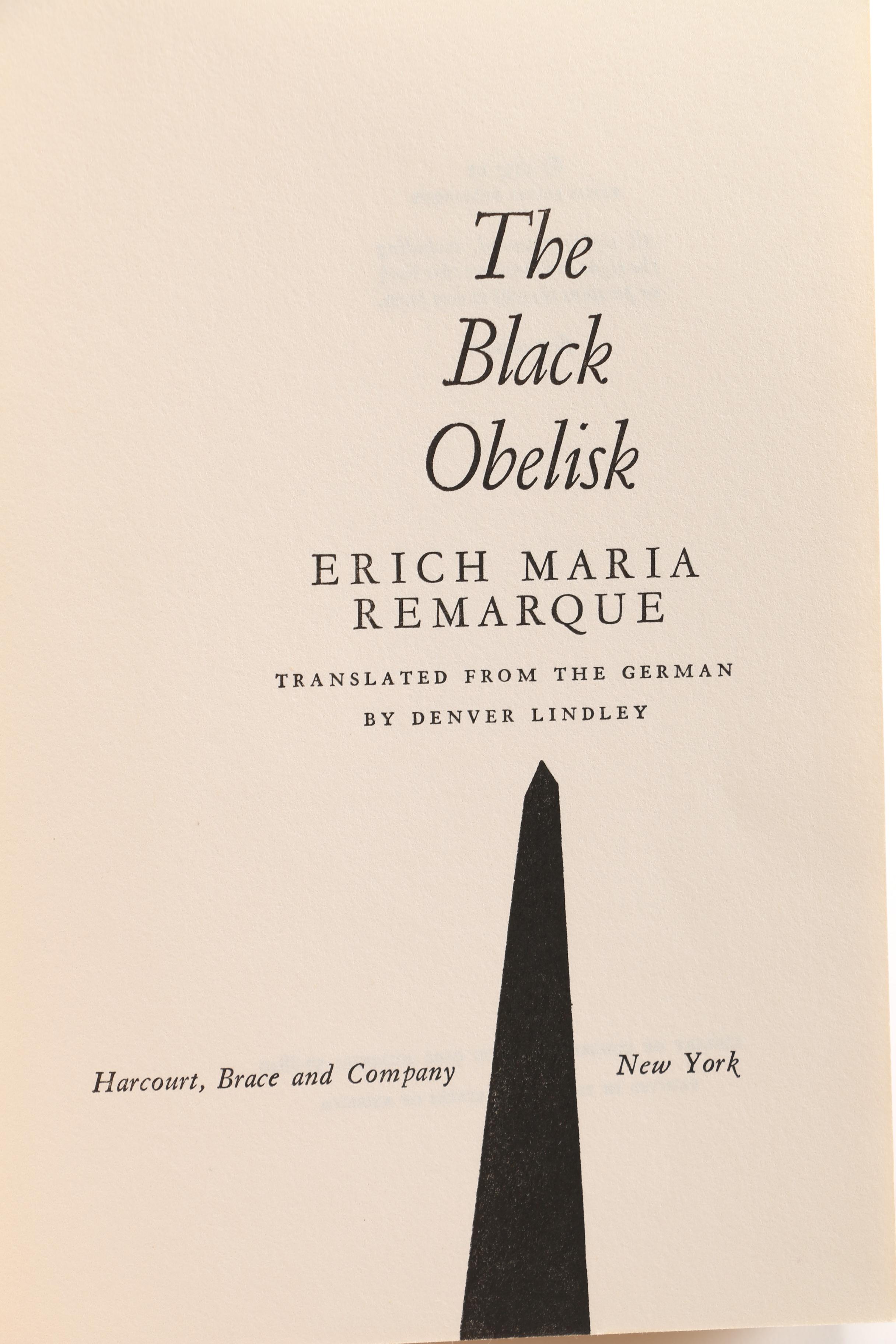 First Edition "The Night in Lisbon" and "The Black Obelisk" by Erich Maria Remarque