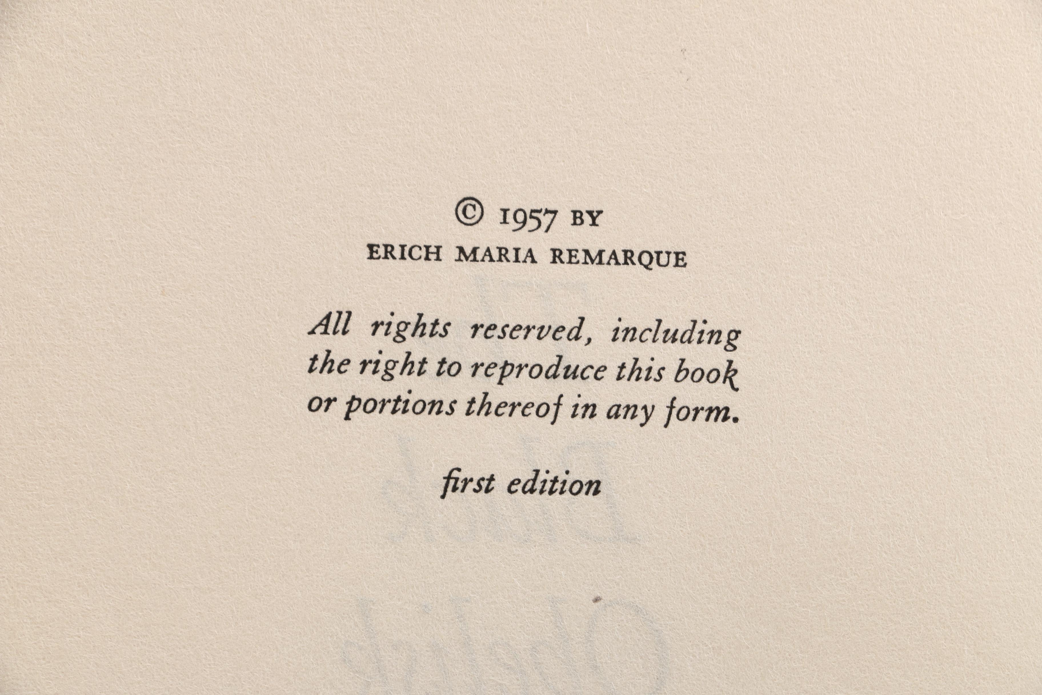 First Edition "The Night in Lisbon" and "The Black Obelisk" by Erich Maria Remarque
