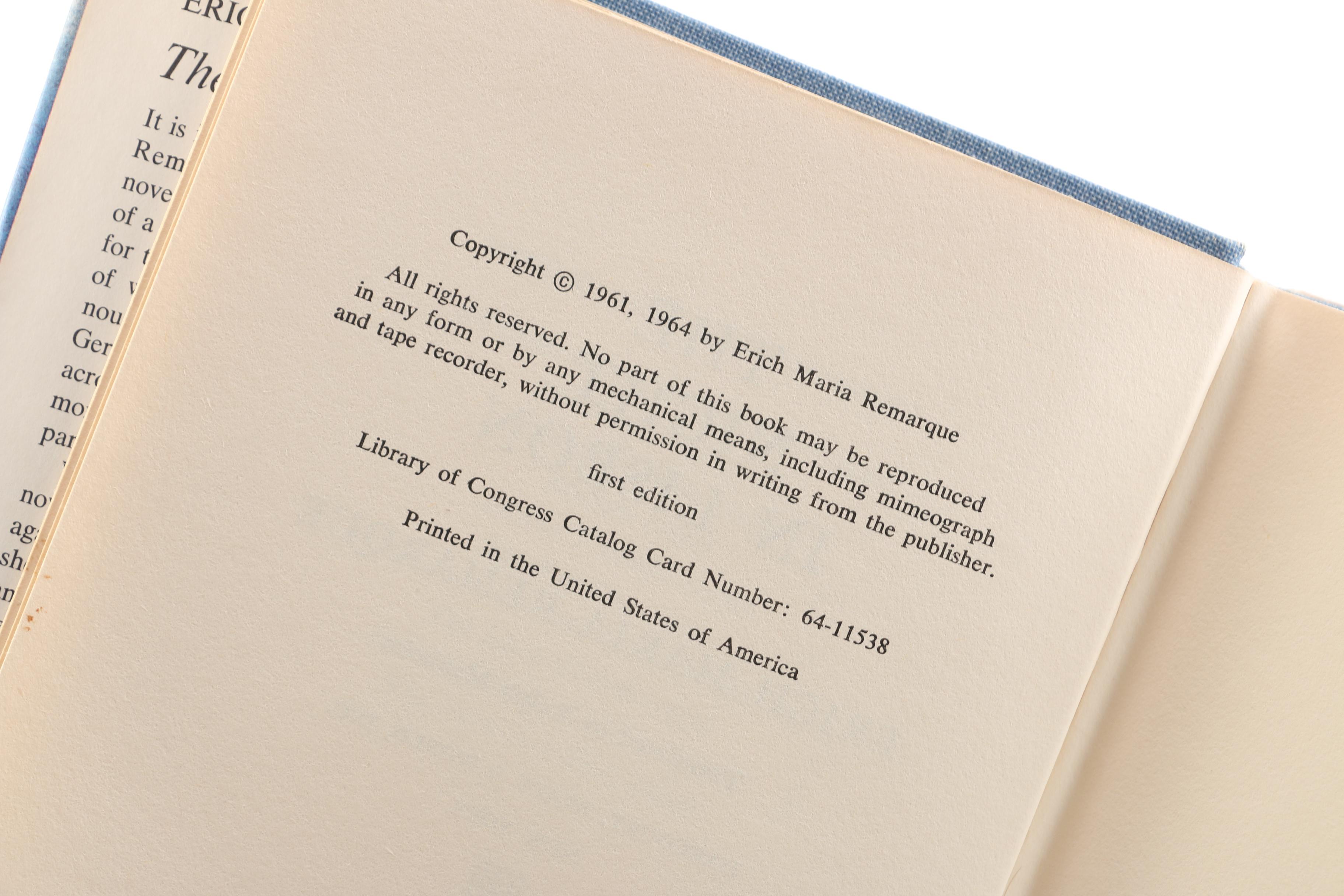 First Edition "The Night in Lisbon" and "The Black Obelisk" by Erich Maria Remarque