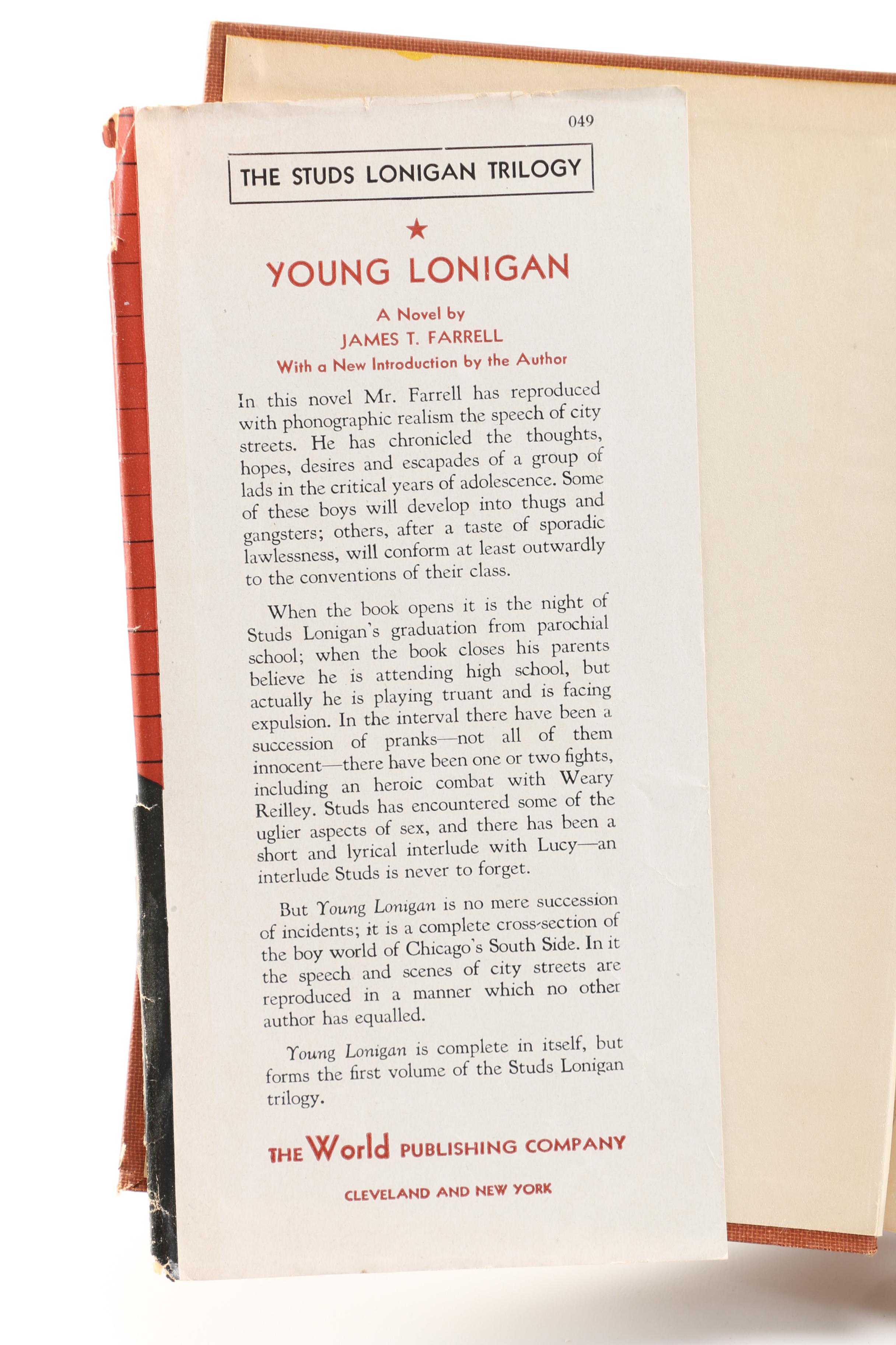 1945 "Young Lonigan" by James T. Farrell
