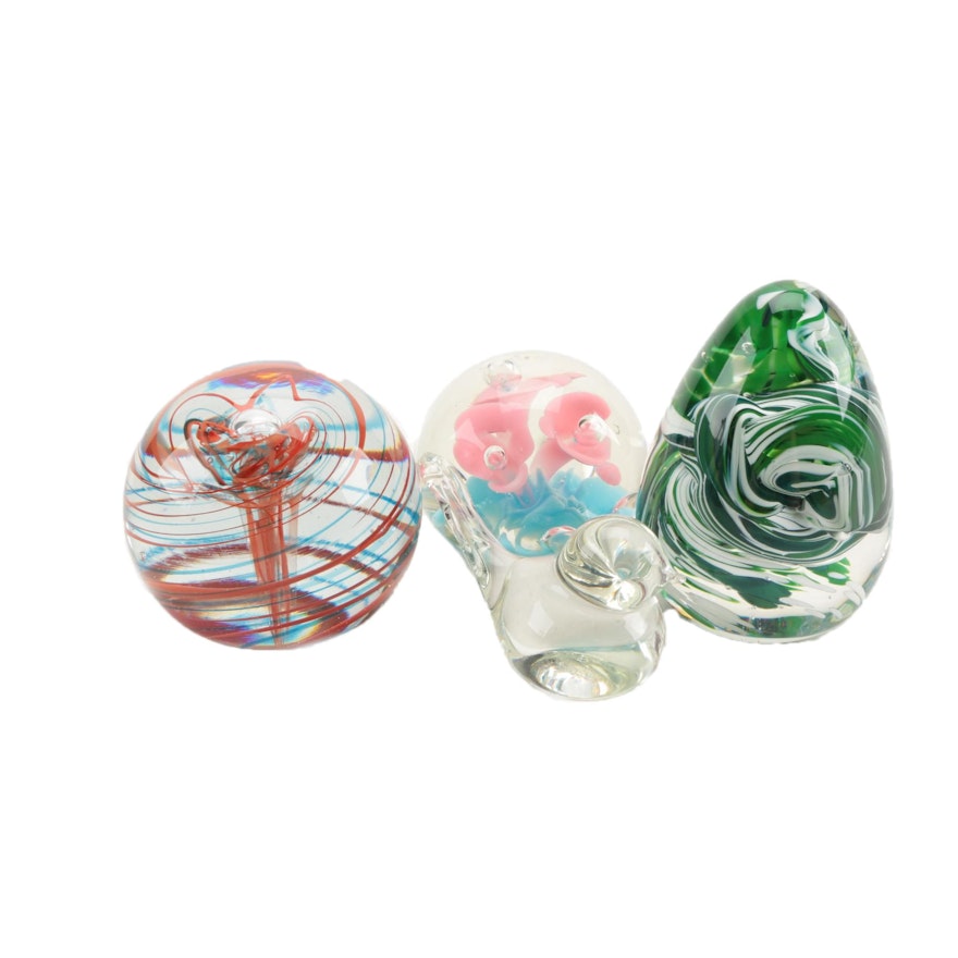 Handcrafted Signed Art Glass Paperweights