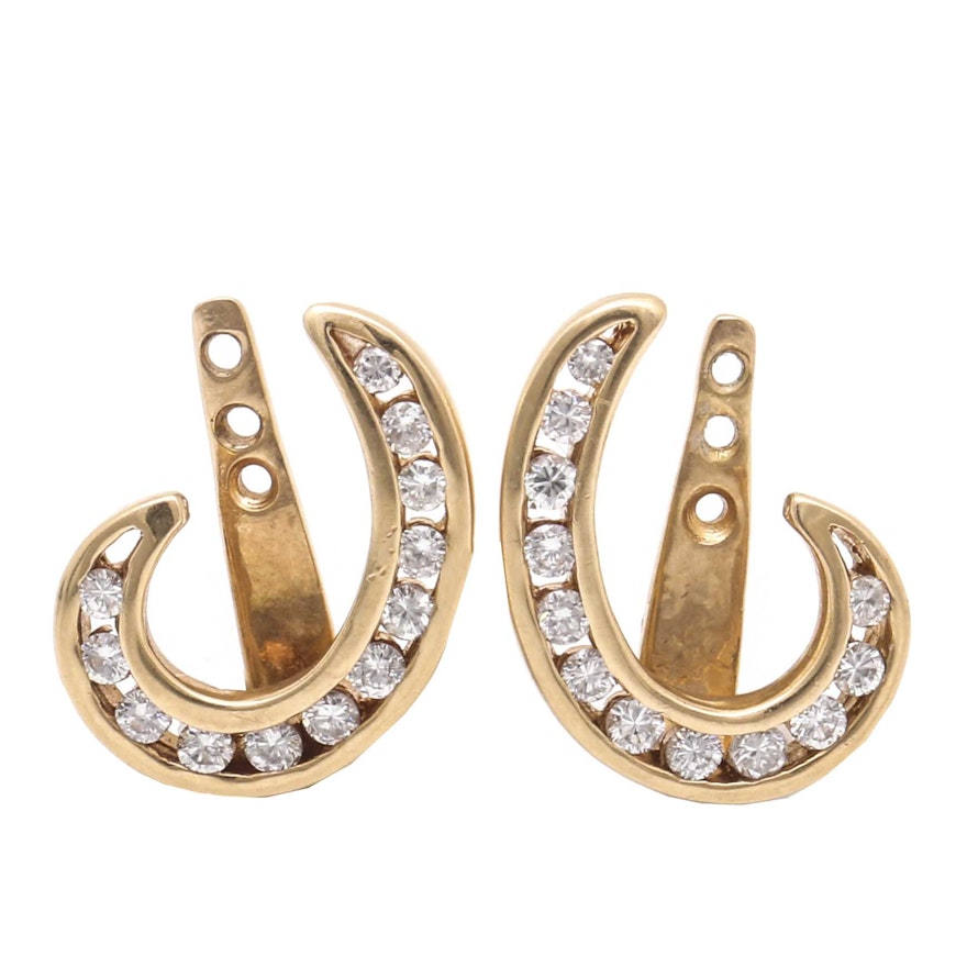 14K Yellow Gold Diamond Earring Jackets