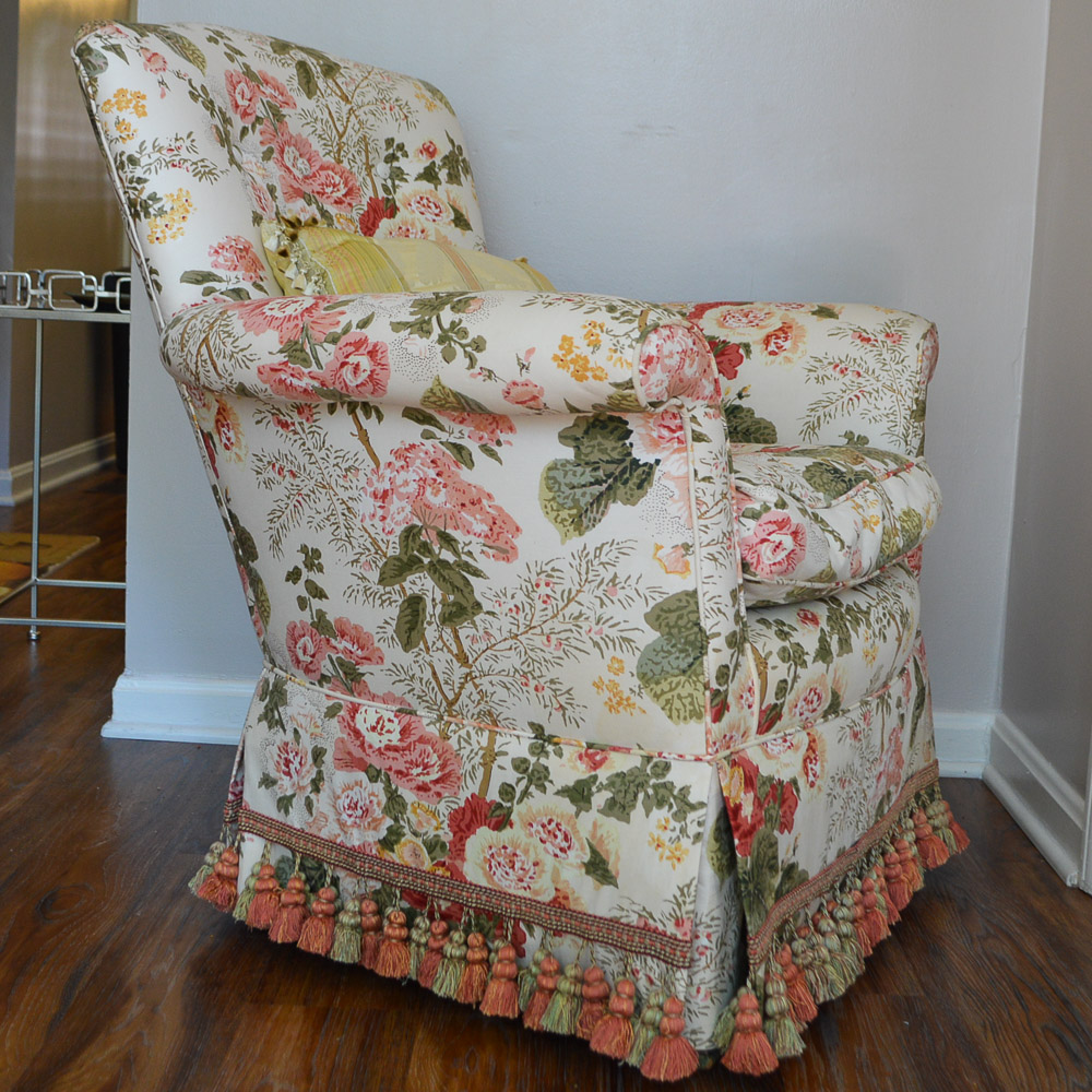 Upholstered Floral Club Chair