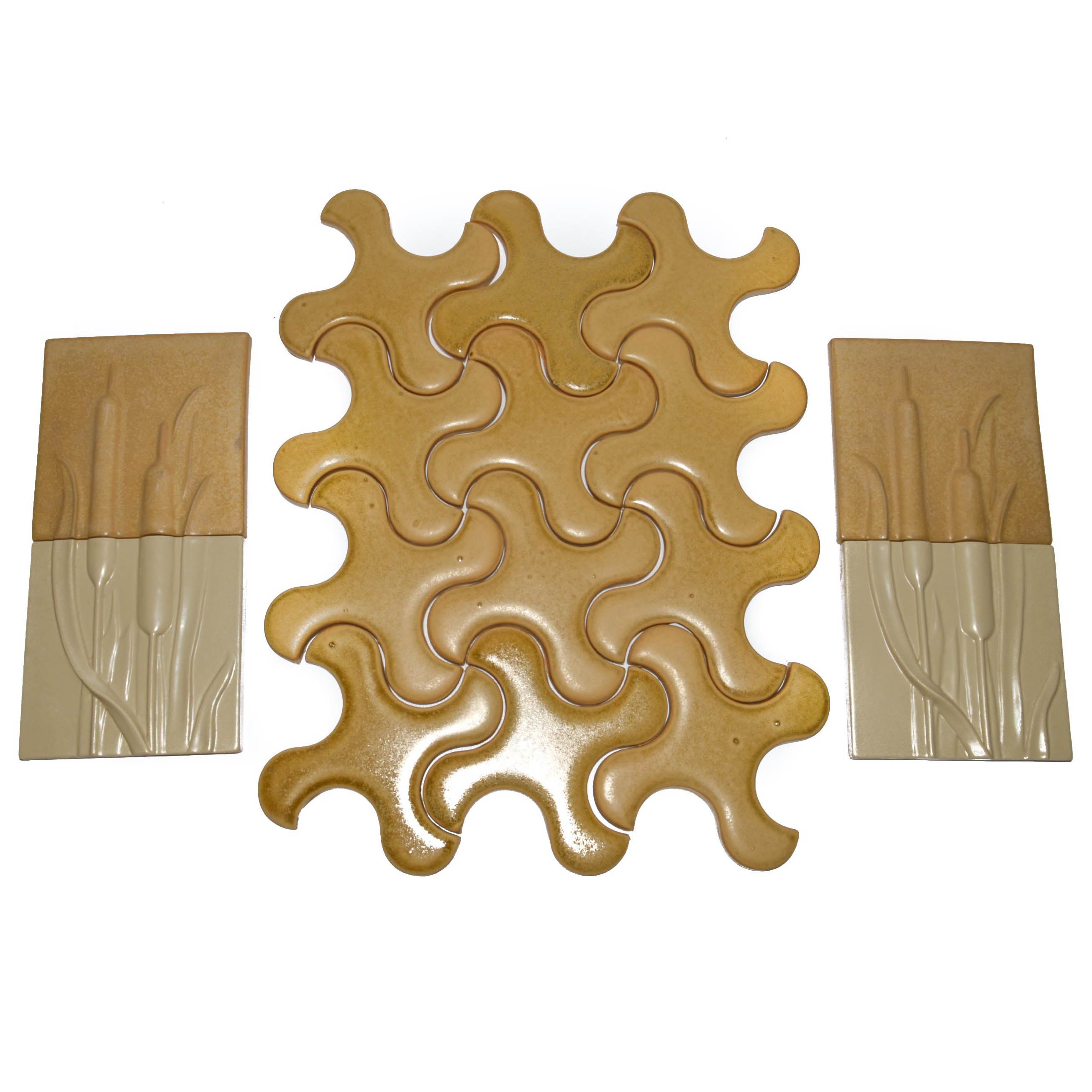 Selection of Rookwood "Zing" and "Cattails" Tiles