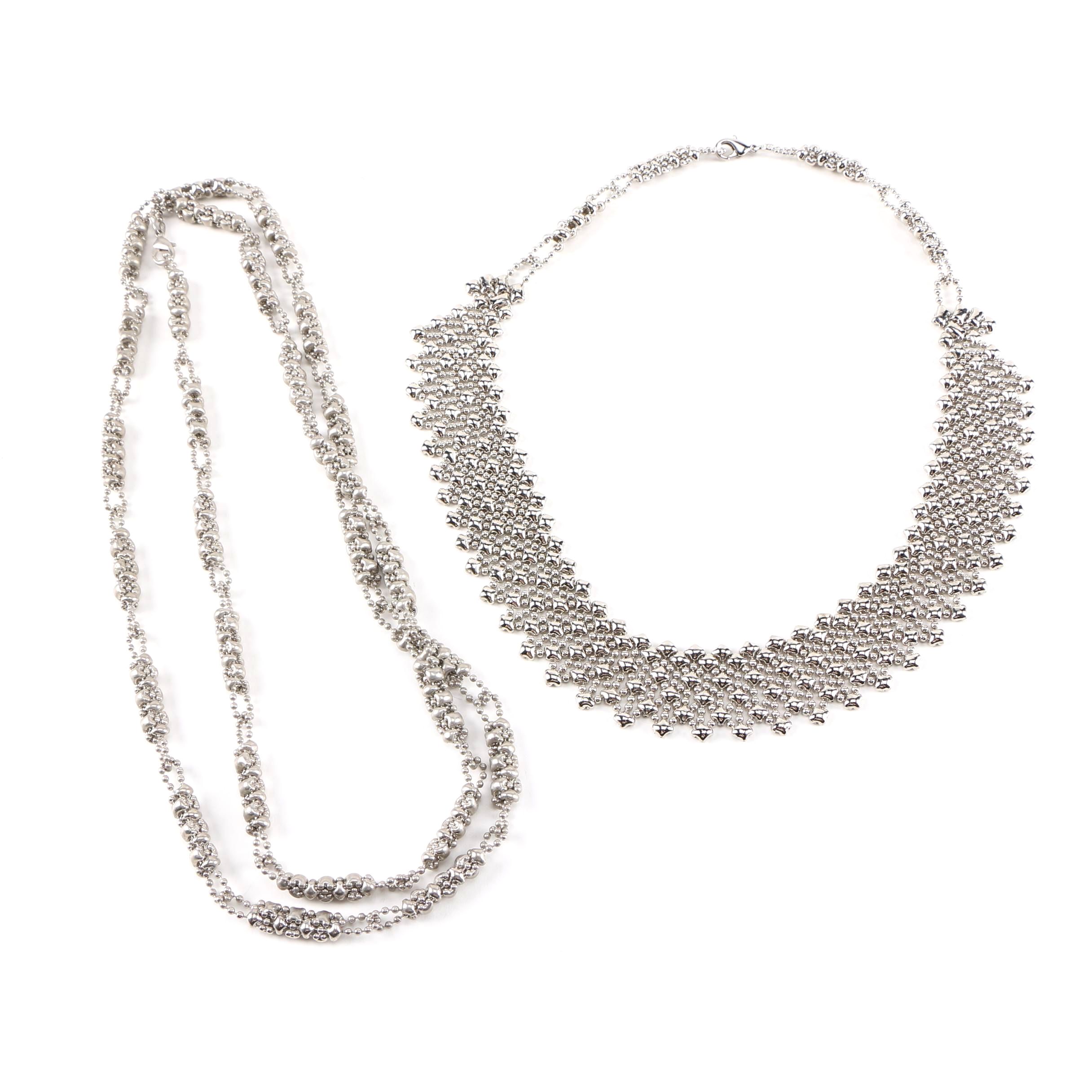 Silver Tone "Liquid Metal" Necklaces