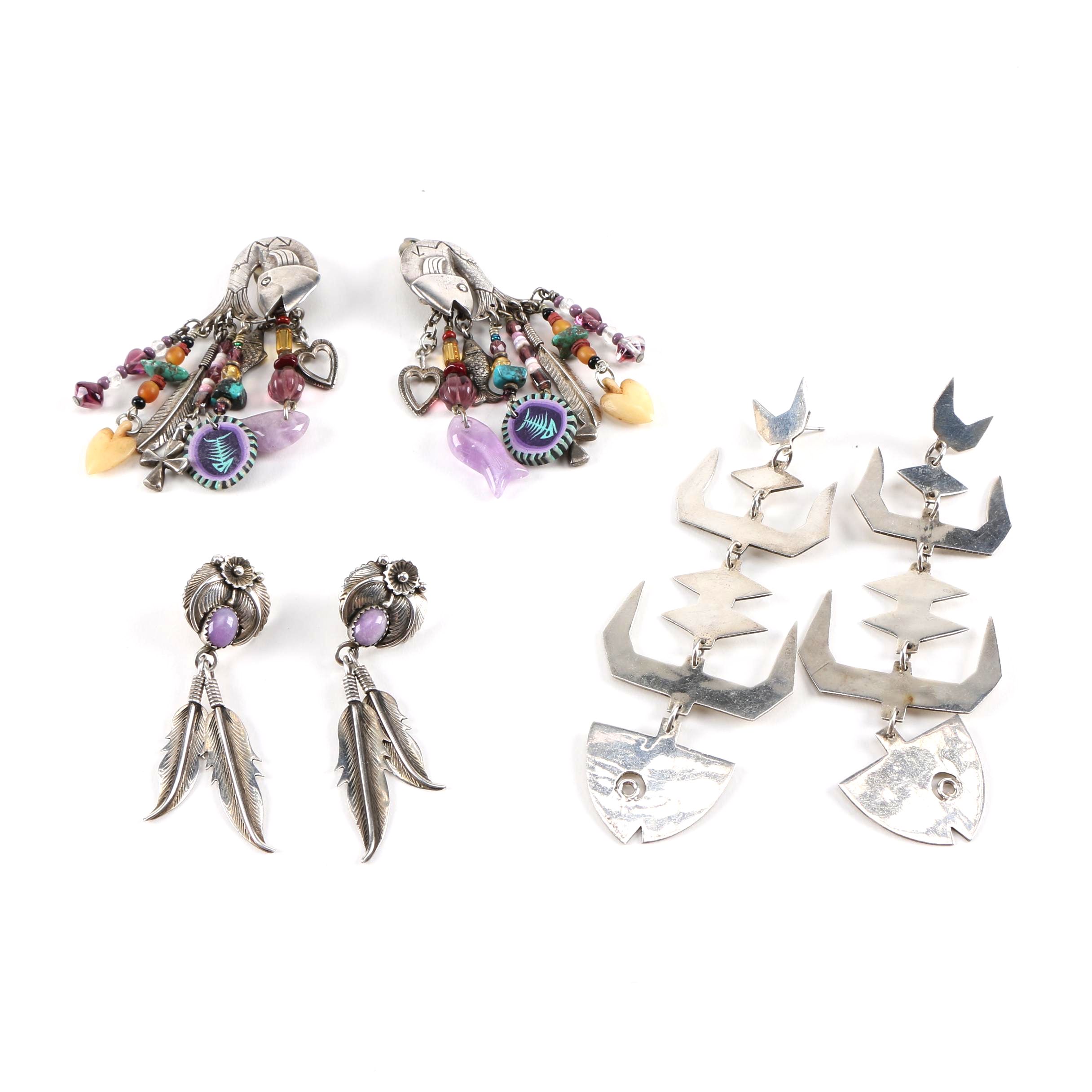 Southwestern Style Sterling Silver Earrings